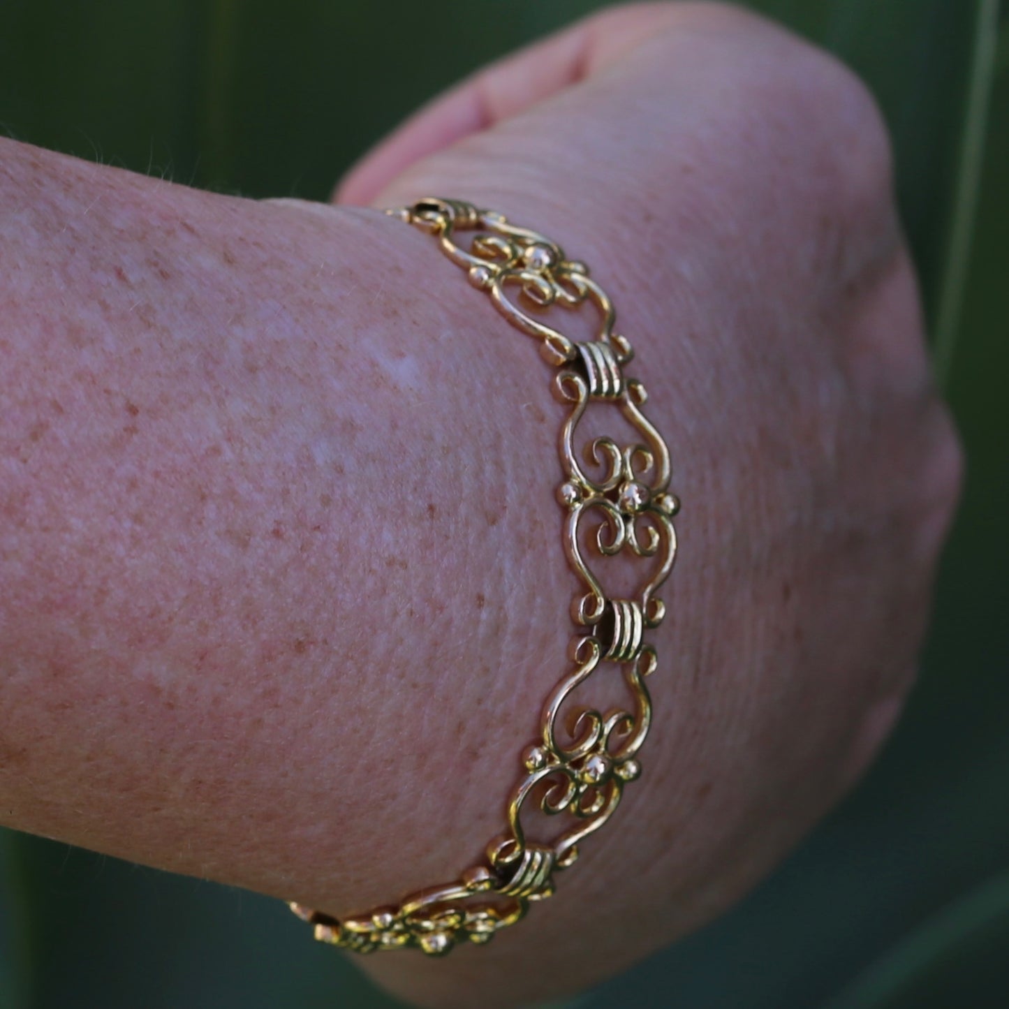 Antique 15ct Gold Fancy Link Patterned Bracelet, 17.2g, 17.5cm