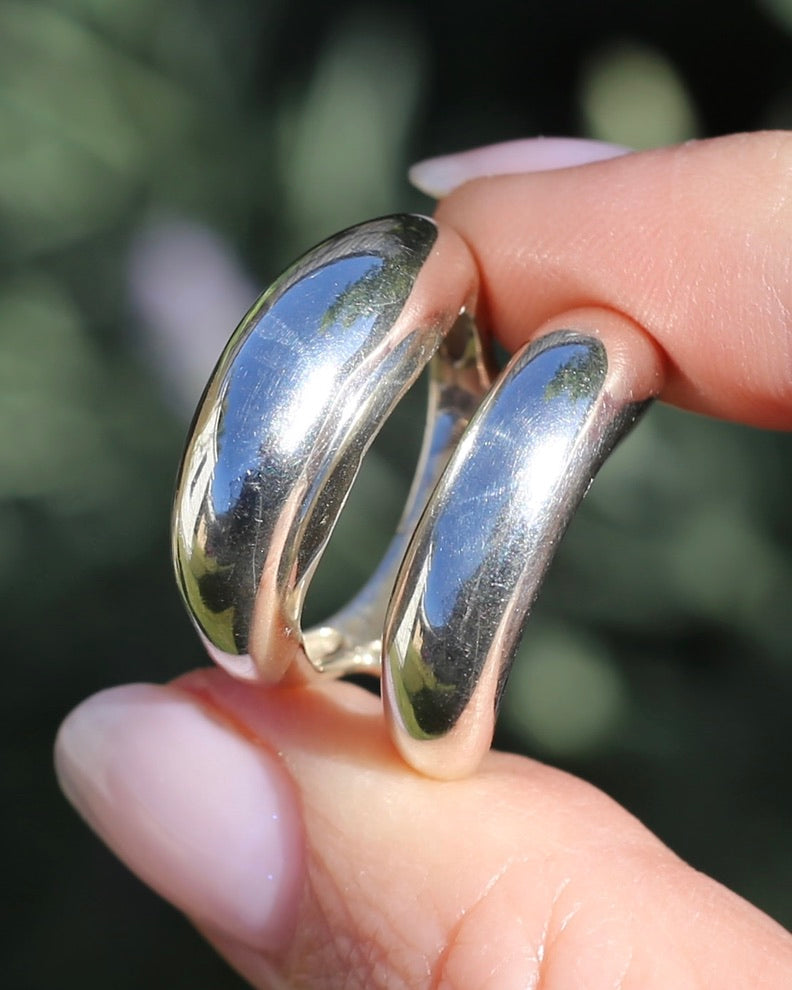 Structural Double Band Silver Ring, Sterling Silver, size R1/2 or just under 9, 12g