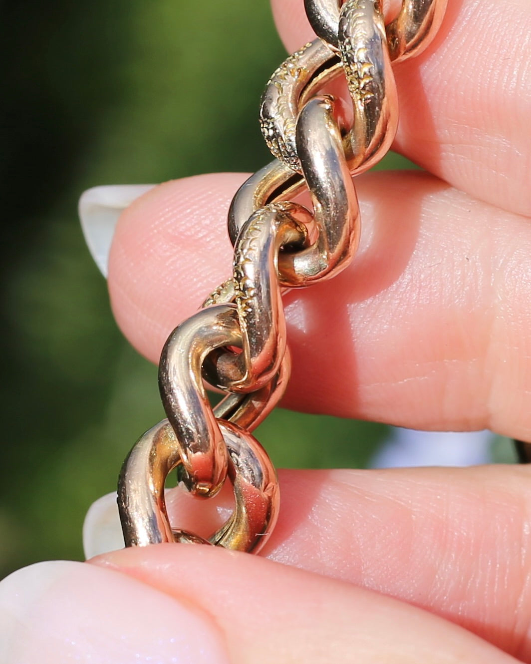 20.5cm Old Rose Gold Semi Hollow Day and Night Bracelet, 9ct Old Rose Gold, 17.29g