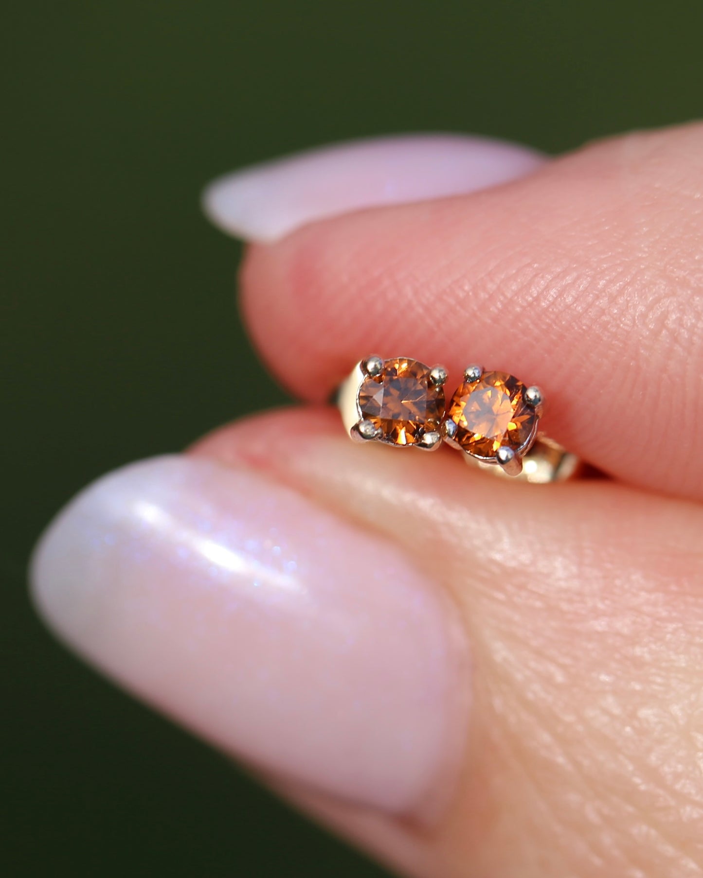 0.3ct Vibrant Burnt Orange Australian Zircon Studs, 9ct Yellow Gold, 0.48g