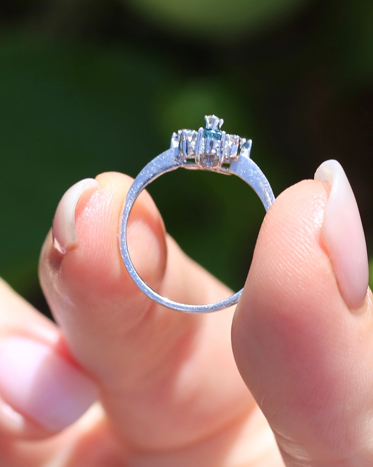 Vintage Parti Sapphire and White Quartz Cluster Ring, 9ct White Gold, size M or just over 6, 1.7g