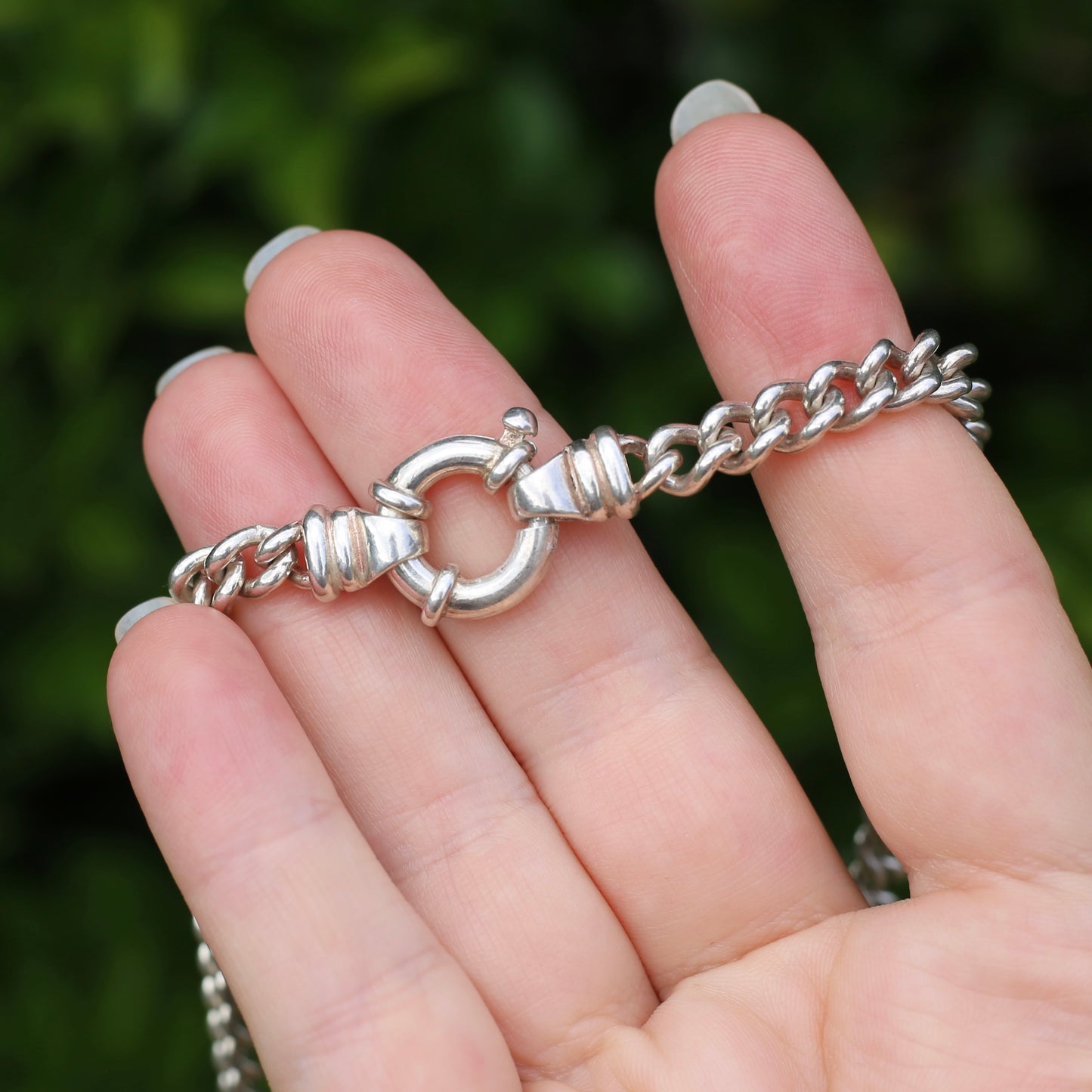 Silver Curb Chain with Italian Bolt Clasp, 45cm, 52.1g