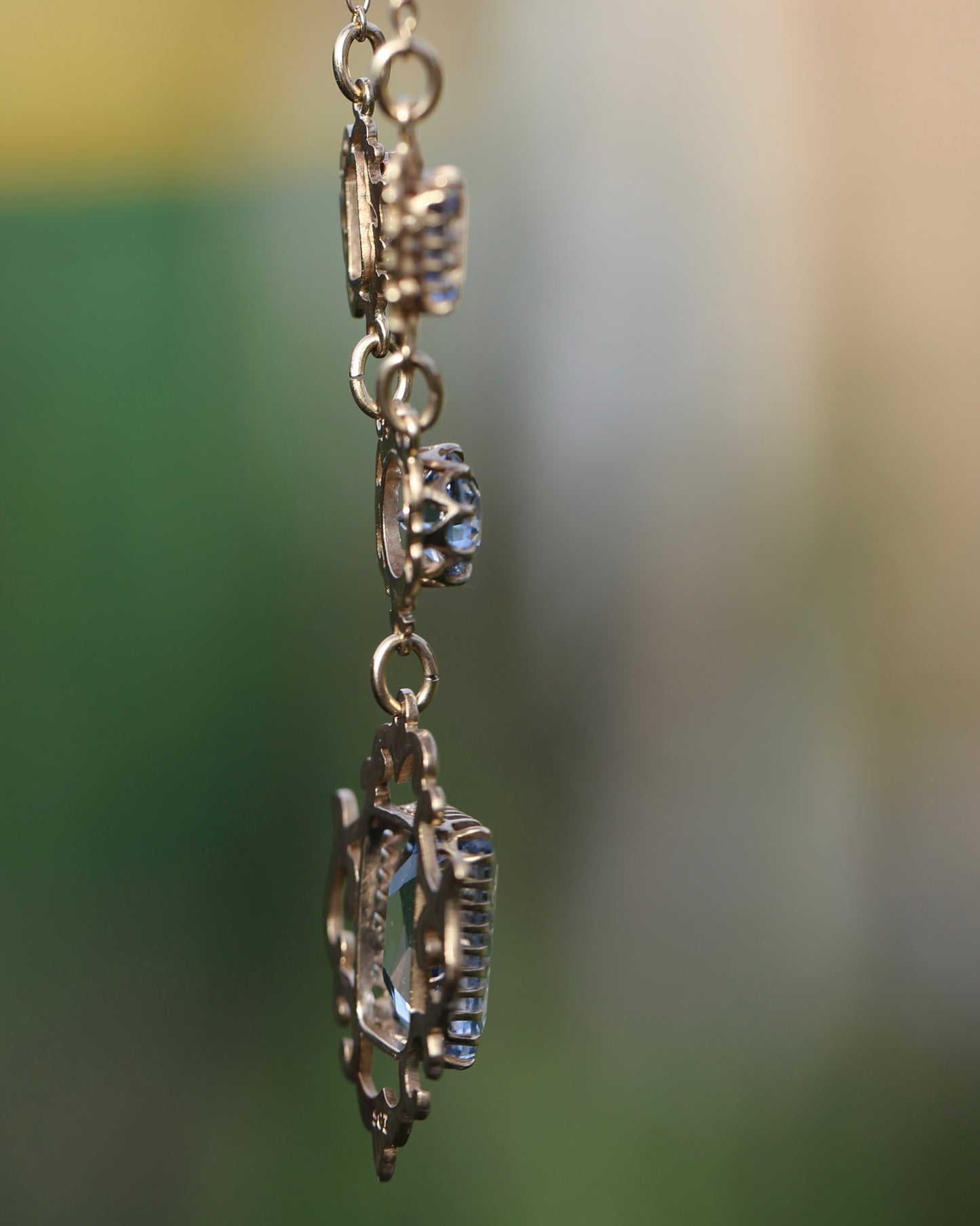 Vinitique Blue Spinel Necklace, 9ct Yellow and Old Rosey Gold, 42cm or 16.5 inches, 9.56g