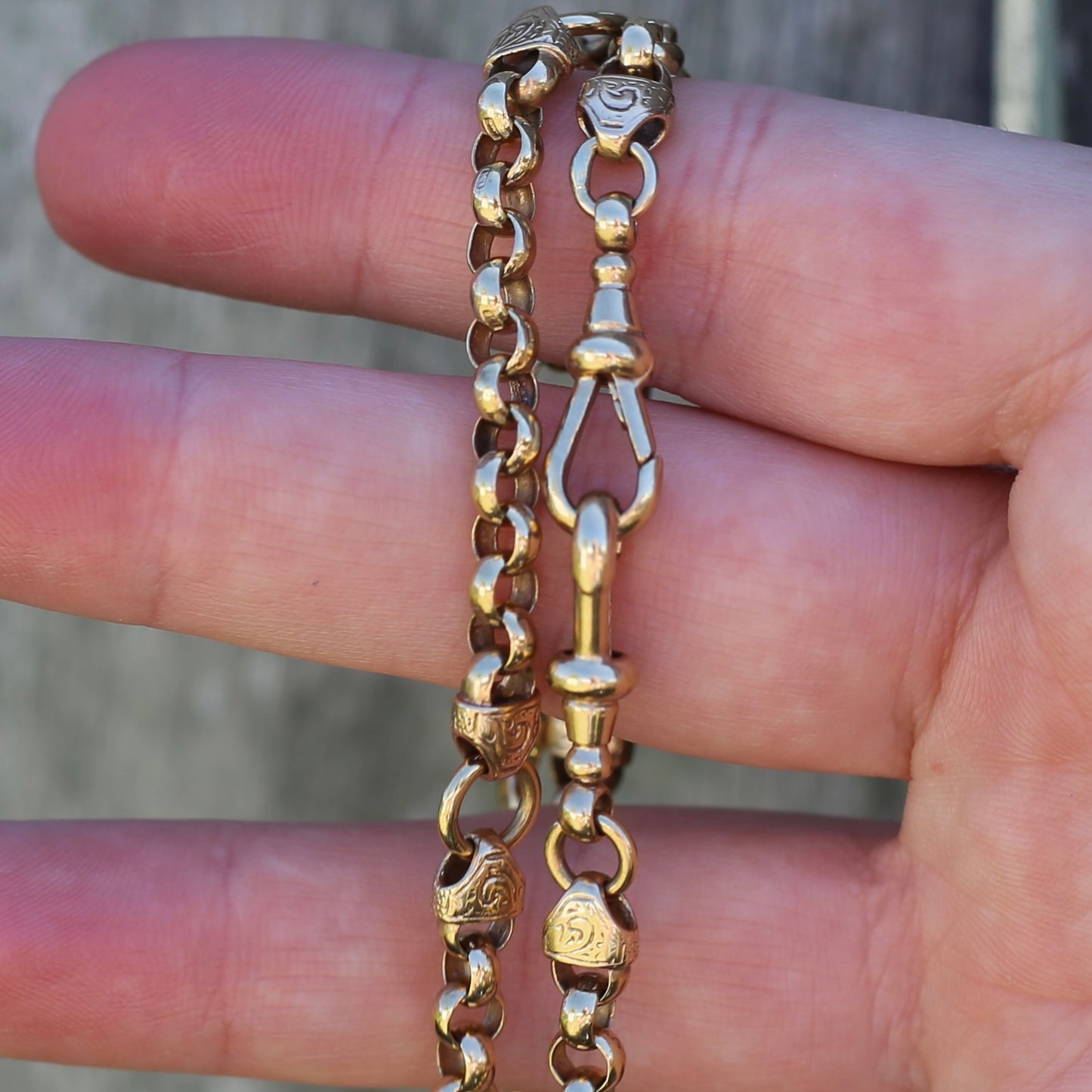 Vintage Belcher Chain with Gorgeous links and Double Albert Clasp, 9ct Gold, 49cm 23.62g