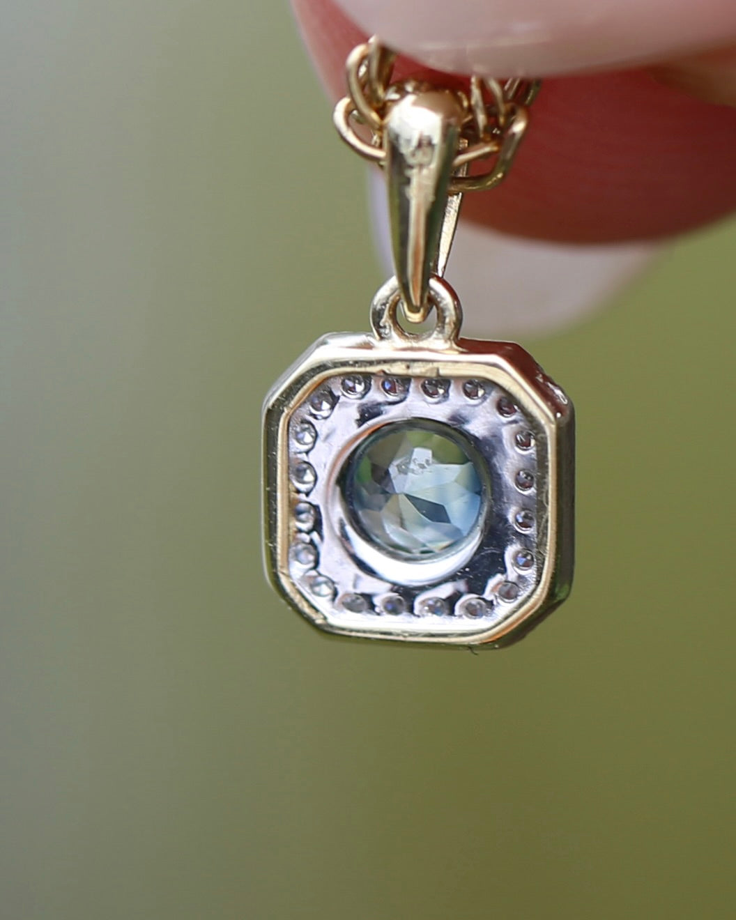 4mm Parti and Diamond Pendant, 9ct Yellow and White Gold, 0.52g