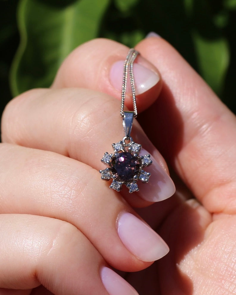 1.53ct Australian Zircon and Diamond Pendant, 14ct White Gold, 1.87g