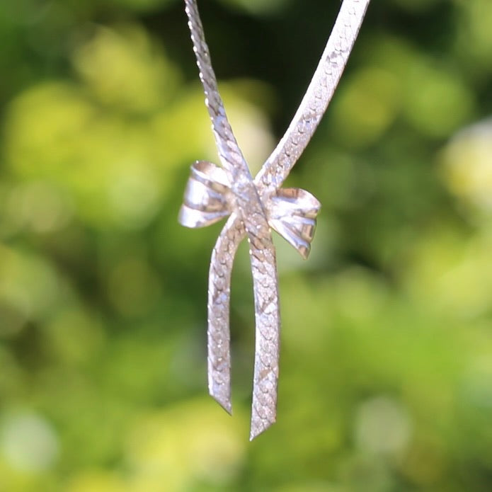 Vintage Bow Serpentine Neckalce and Bracelet, Sterling Silver