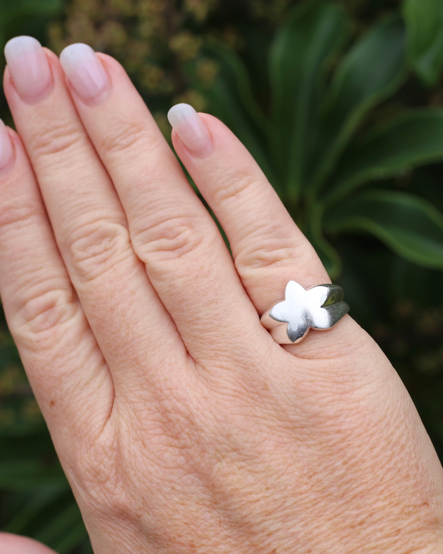 Chunky Vintage Silver Star Ring, Sterling Silver, size L or 5.75, 9.78g
