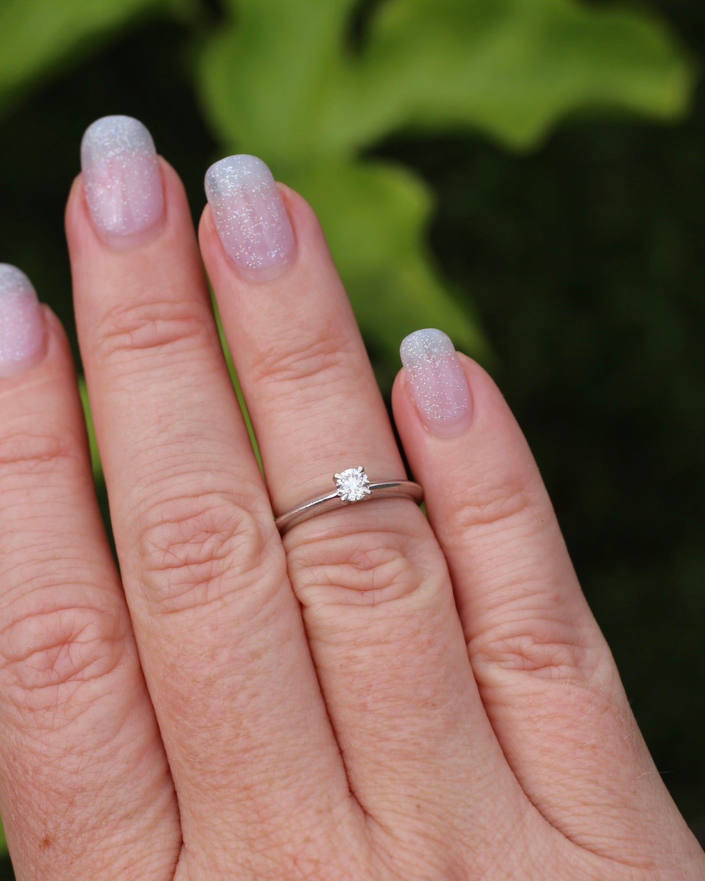 0.2ct Natural Diamond Solitaire, Talon Claw Set, 9ct White Gold, size 5 or J1/2, 2.2g