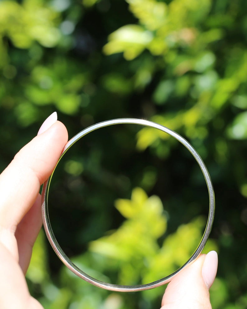 Solid Silver Half Round 7.5mm Wide Round Bangle, 26g