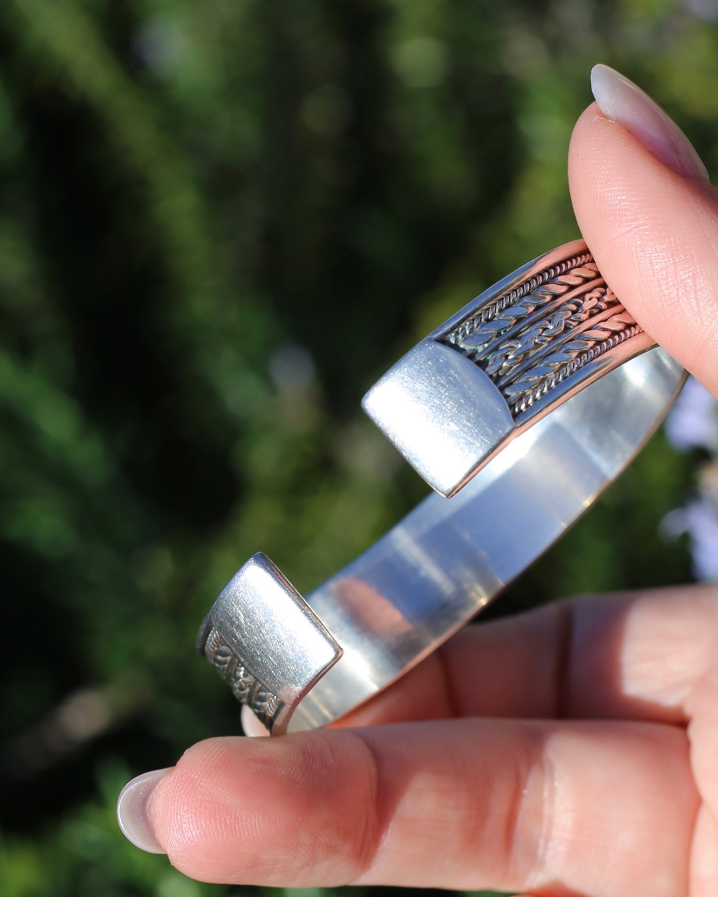 Gorgeous Twisted Rope Sectioned Cuff Bangle, Sterling Silver, sizeable, 31.25g