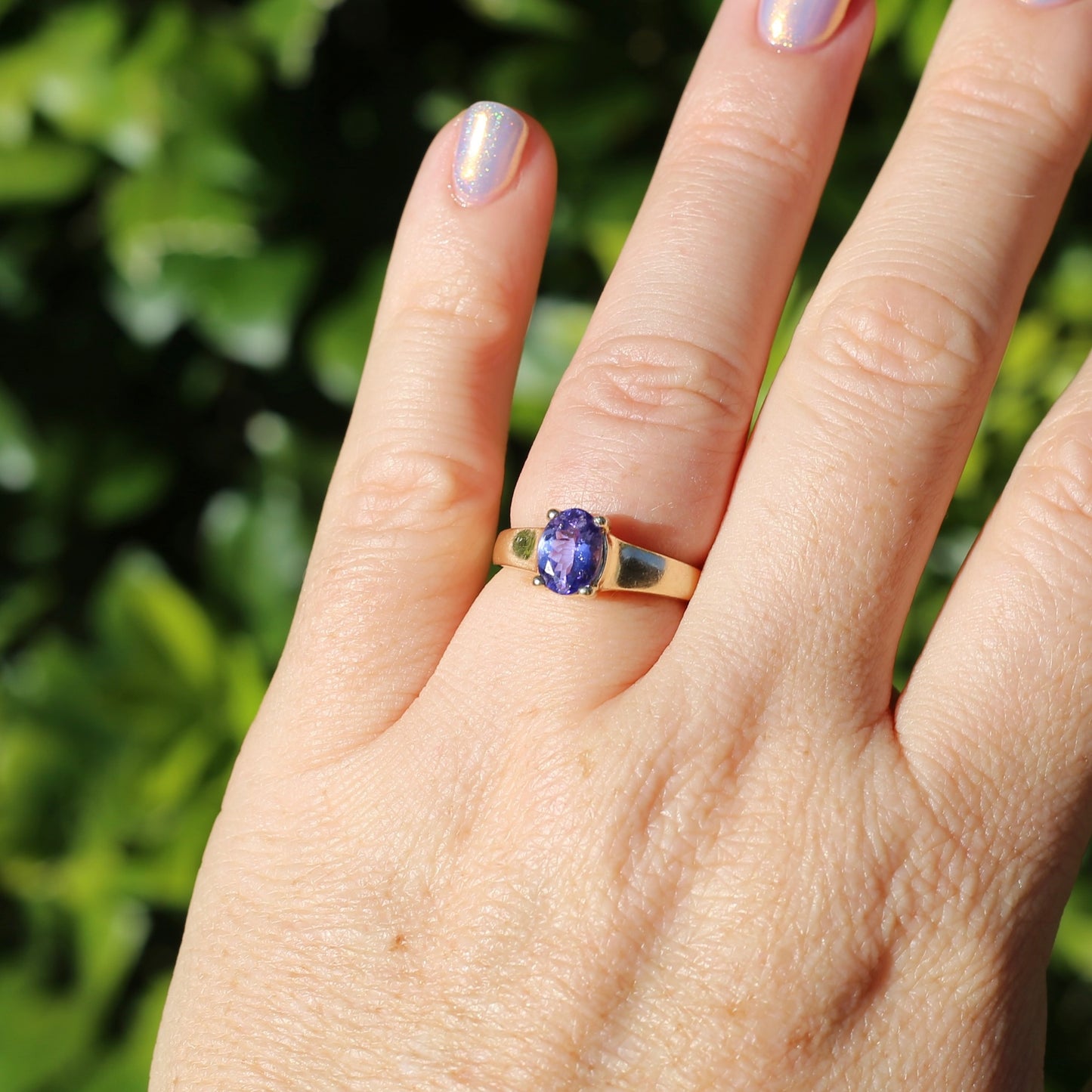 1.25ct Oval Tanzanite Ring, 14ct Yellow Gold, size N or just over 6.5