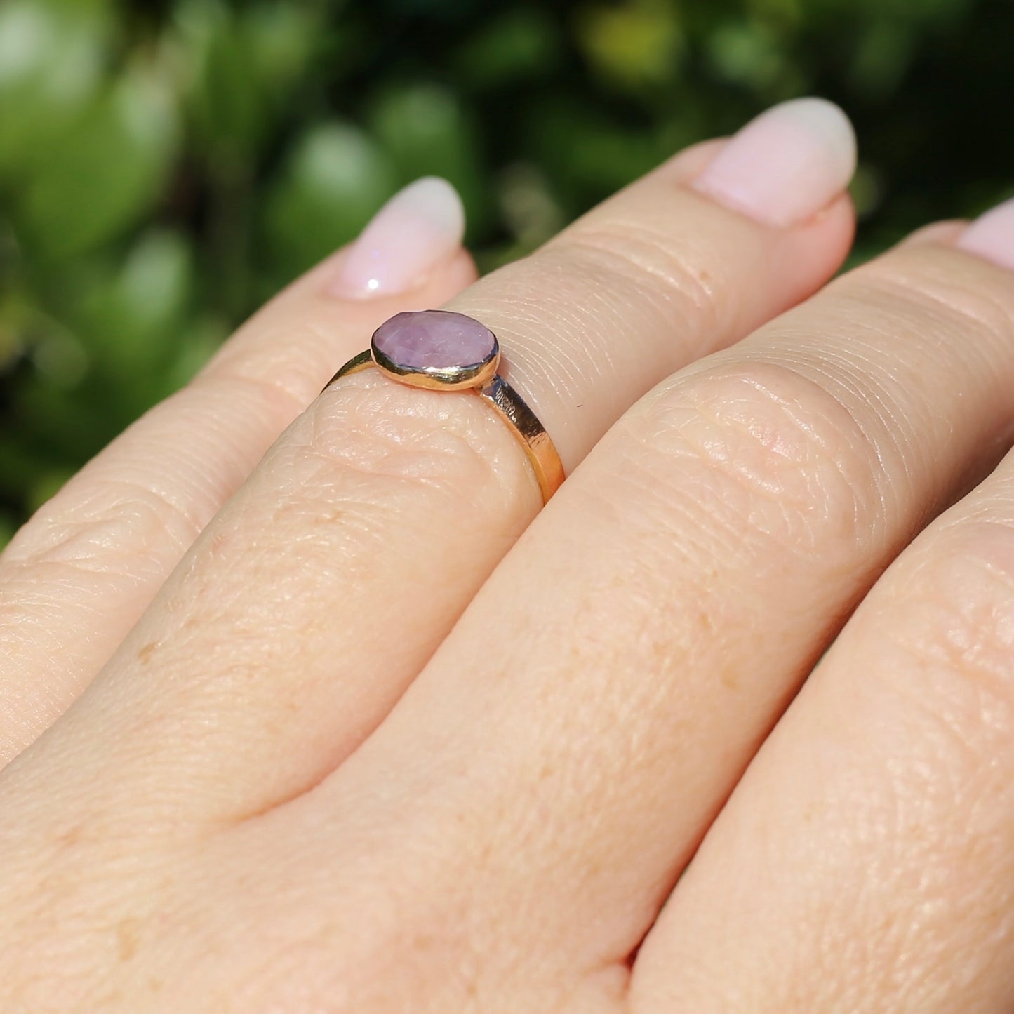 Rose Cut Pink Sapphire Ring, 14ct Rose Gold, size 6 or L1/2