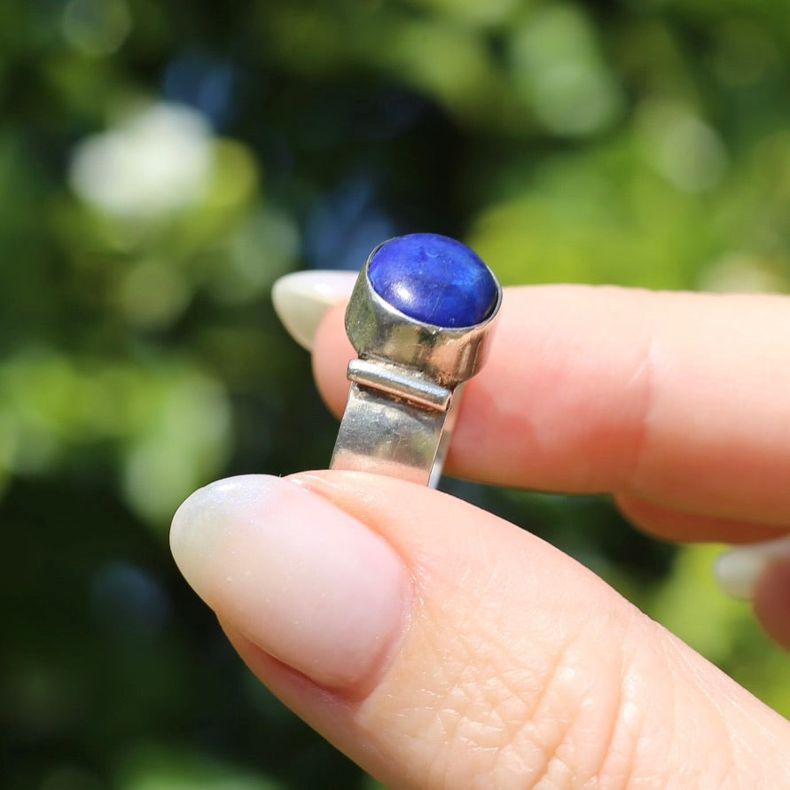 East West Set Oval Lapis Lazuli, Sterling Silver, size P or 7.5 (fits about a size smaller)