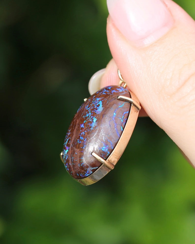 Australian Boulder Opal Pendant, 9ct Yellow Gold, 5.41g