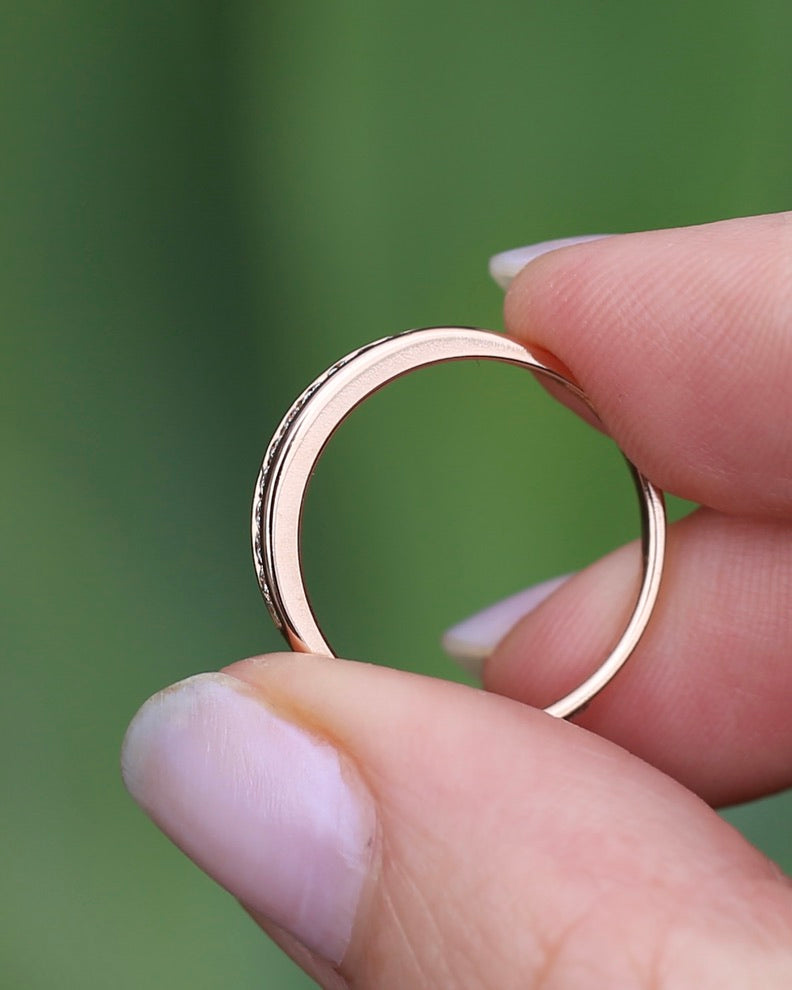 0.3ct Channel Set Natural Diamond Band, 9ct Rose Gold, size 7.25 or just over O, 1.6g