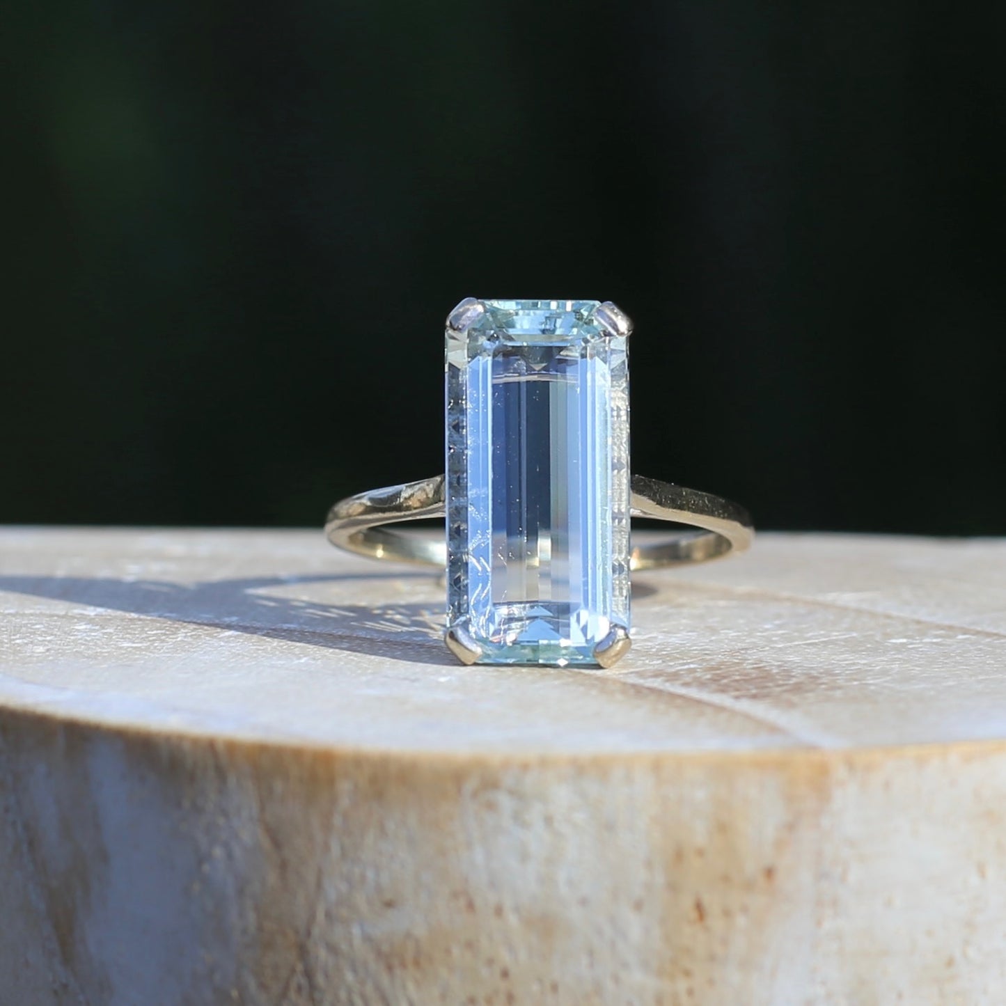 8.46ct Rectangular Step Cut Aquamarine in Hand Made French 18ct White Gold, size U1/2 (offering a free re-size on this)