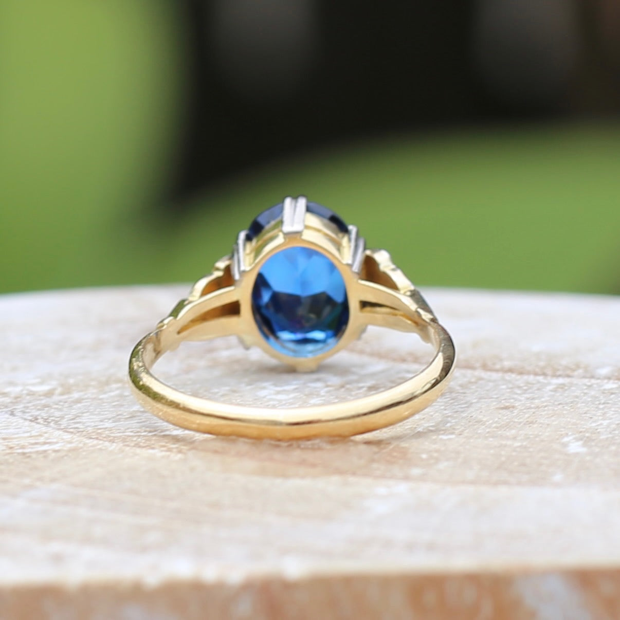 Early Australian Wendts Blue Spinel Ring, 18ct Gold & Platinum, size N or just smaller than 6.75