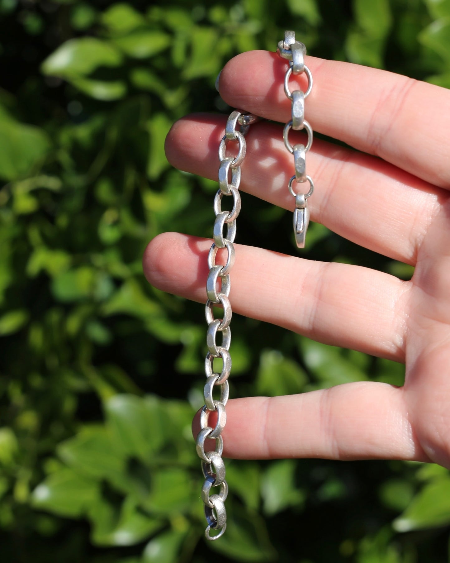 Flattened Faced Vintage Oval Silver Bracelet, 16.5g