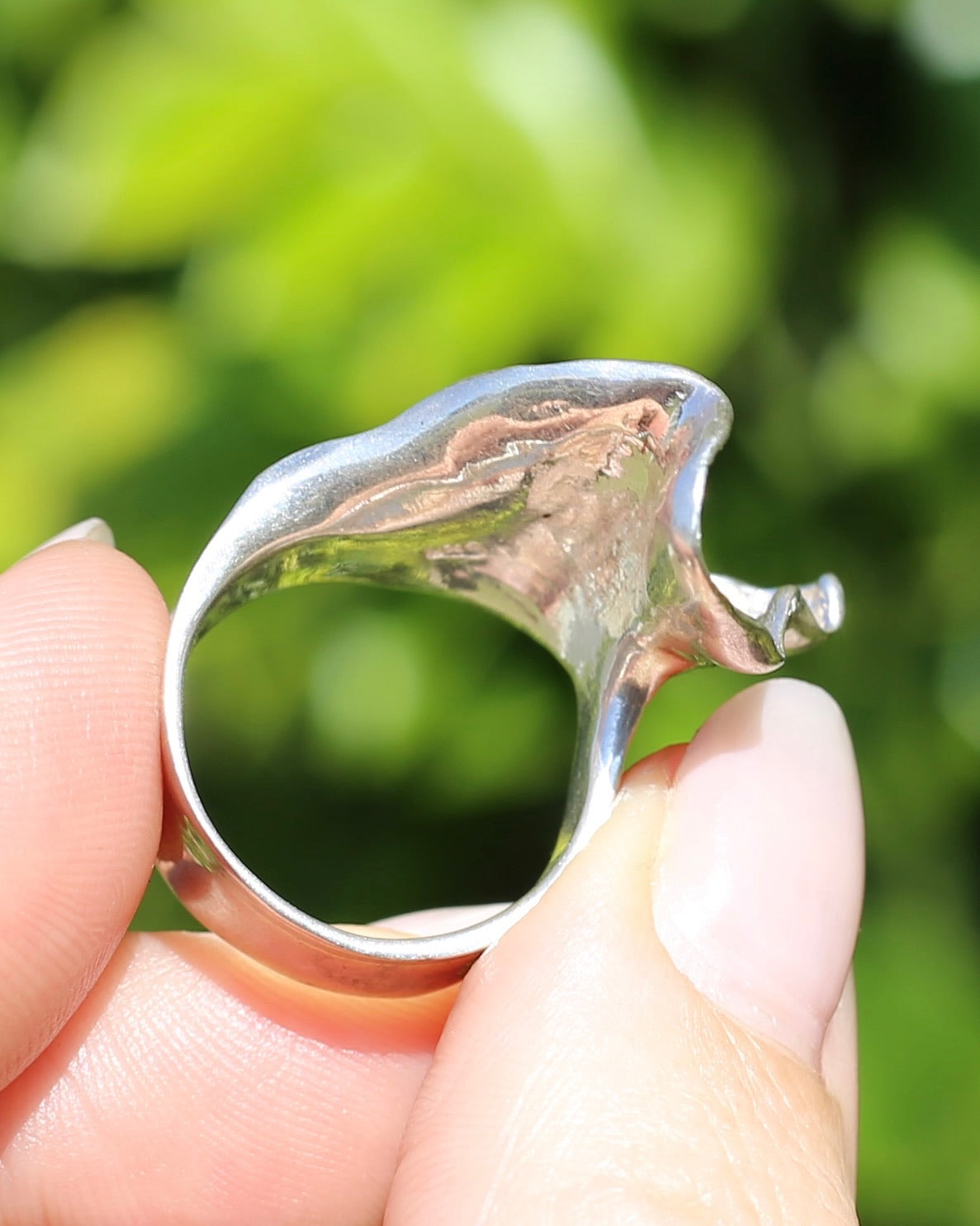 Modernist Silver Ring, size P or 7.5, 9.7g