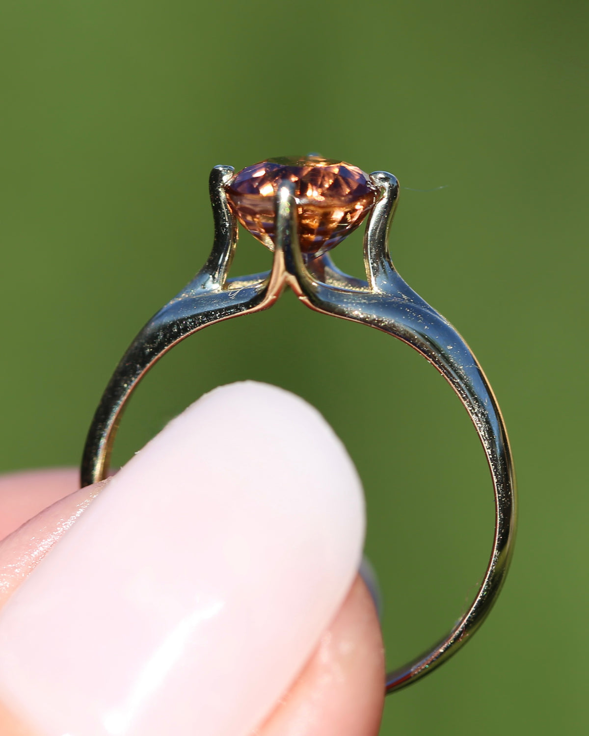 1.4ct Natural Peachy Orange Tourmaline Ring, 9ct Yellow Gold, size N1/2 or 7, 1.51g