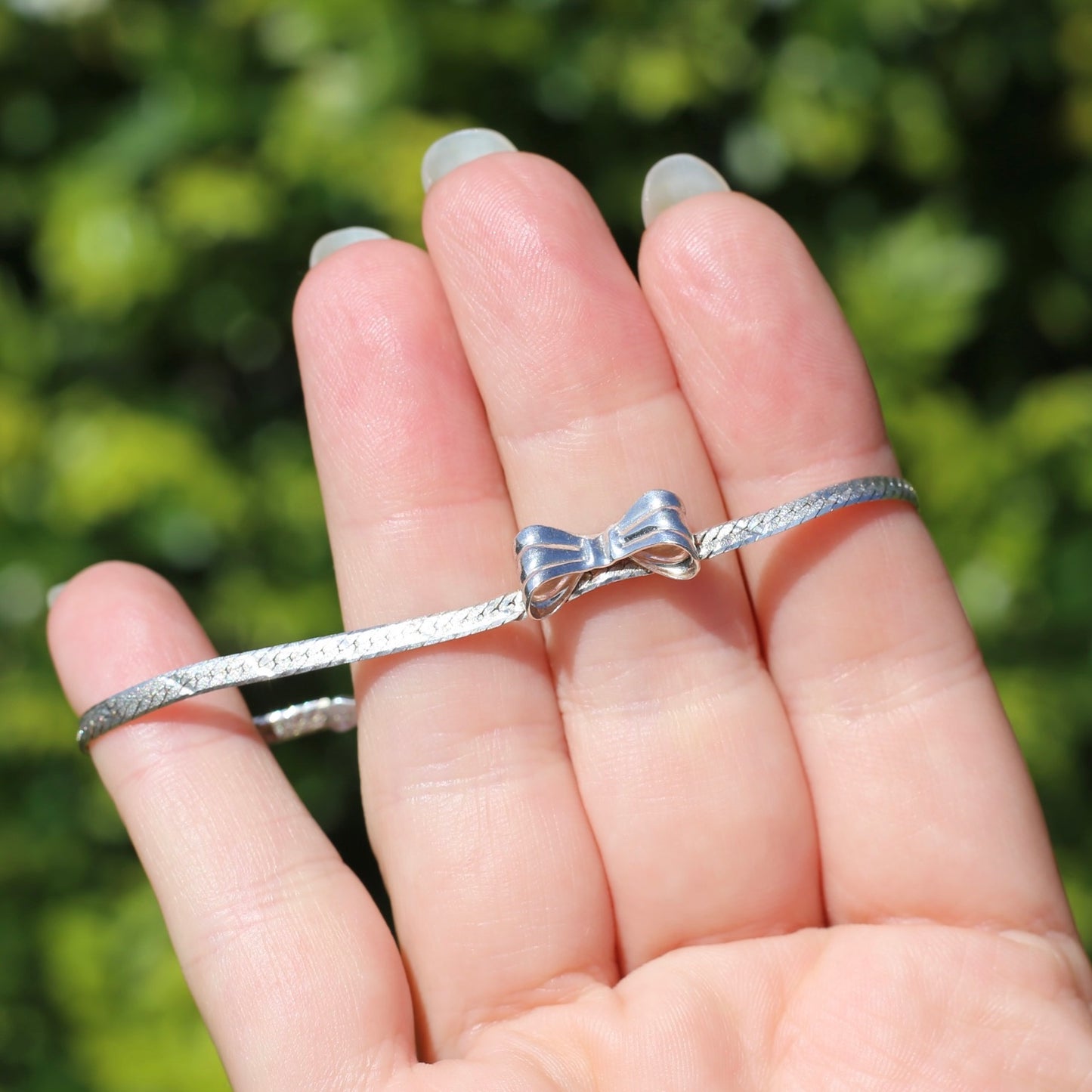 Vintage Bow Serpentine Neckalce and Bracelet, Sterling Silver