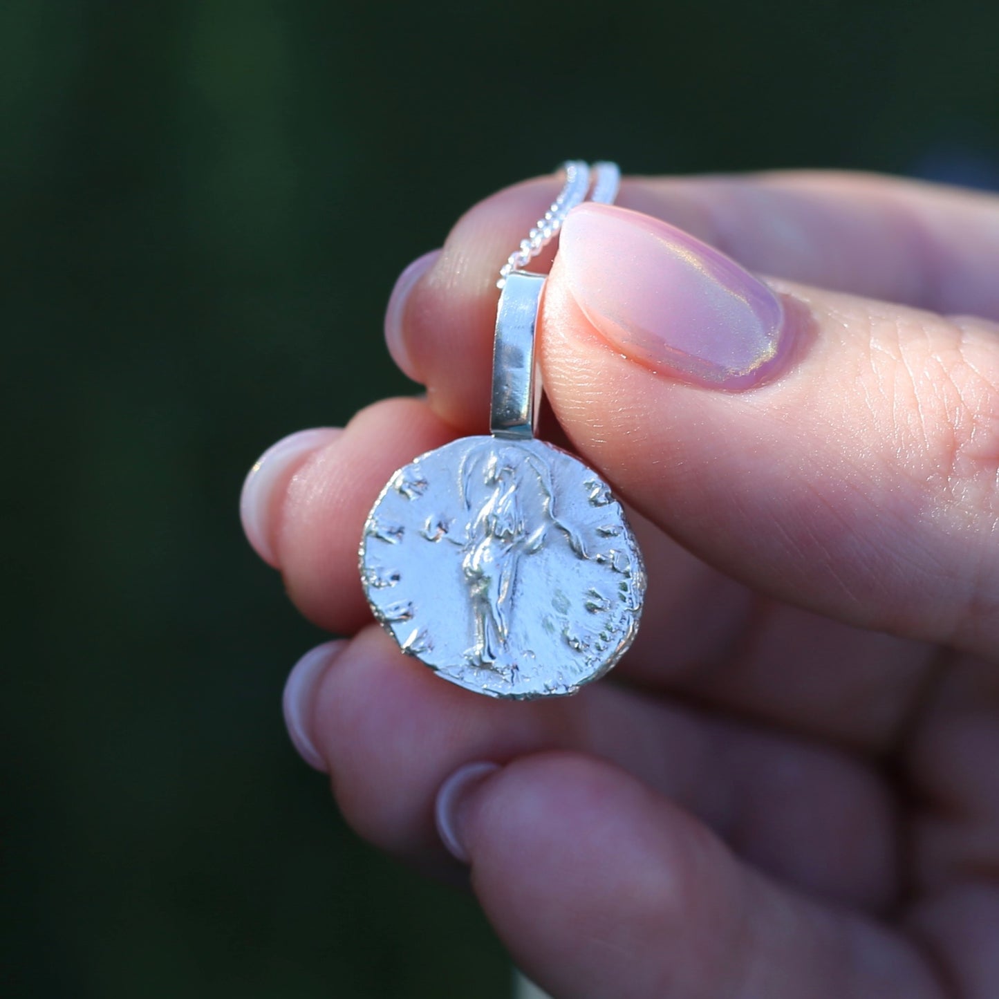 Eternity Pendant - Roman Goddess Aeternitas or Providentia, Cast From a 141-161AD Silver Denarius, avail in  Silver and Gold