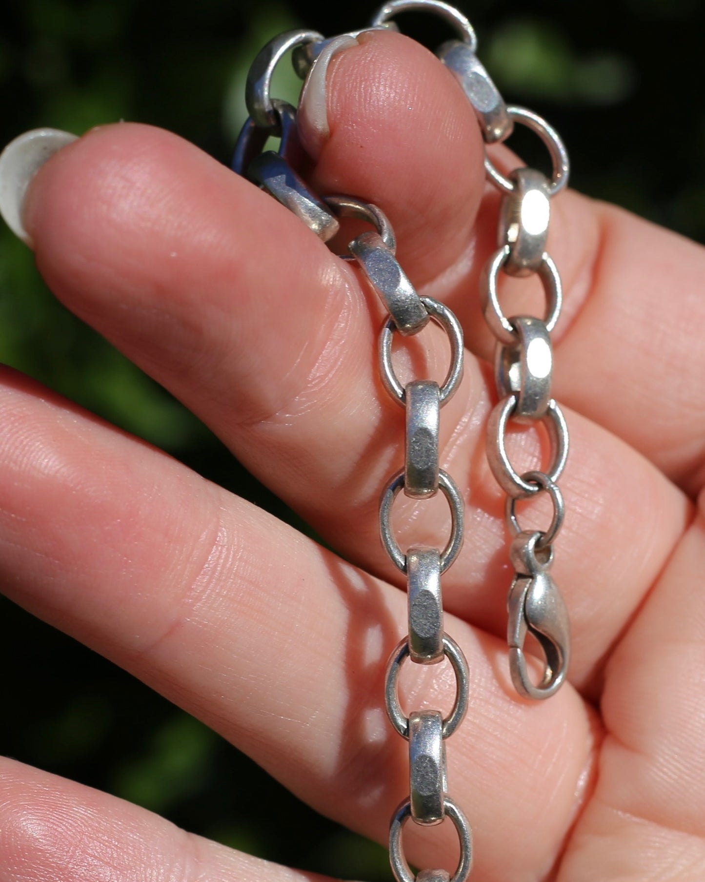 Flattened Faced Vintage Oval Silver Bracelet, 16.5g