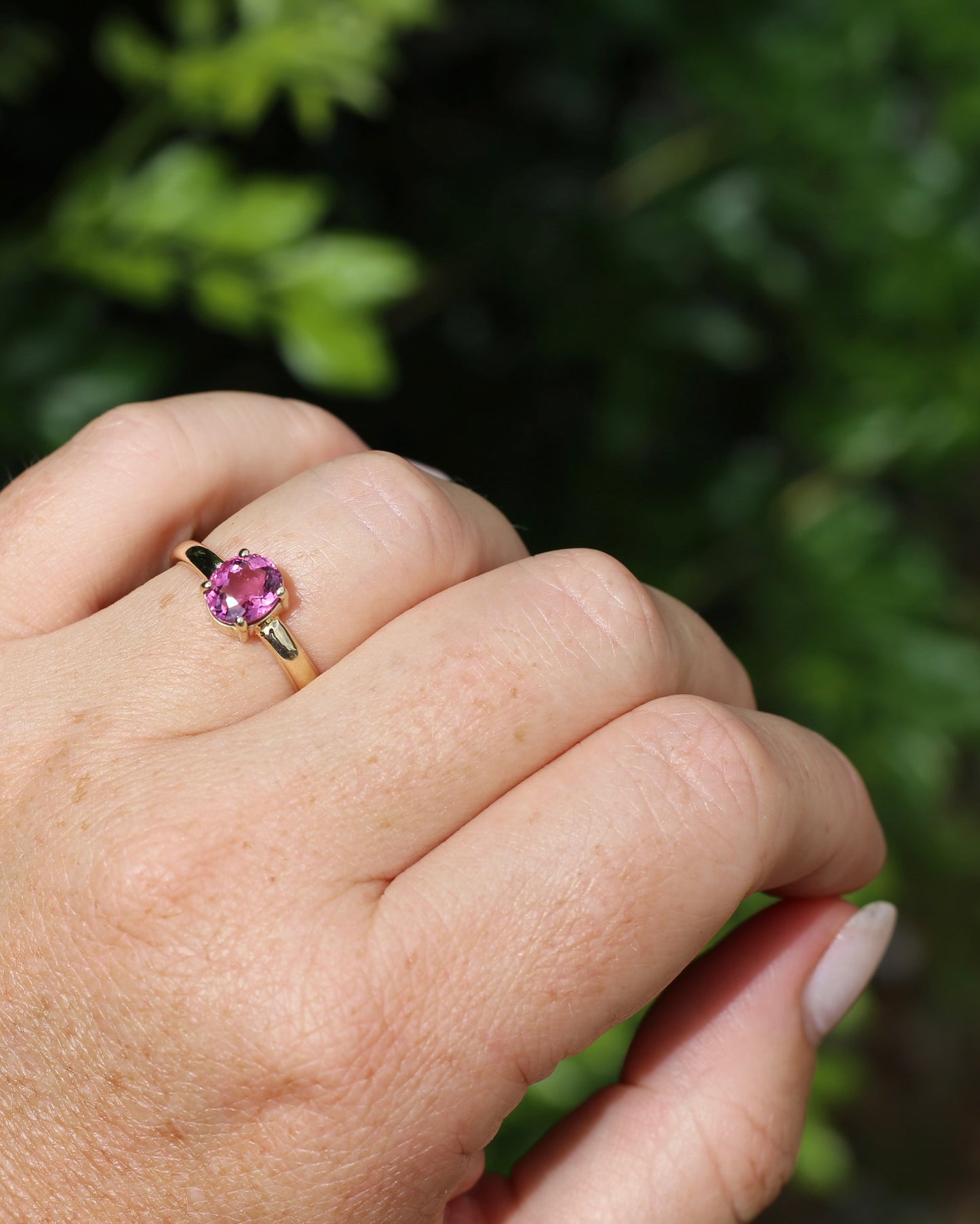 1.28ct Oval Natural Pink Rubellite Tourmaline, Claw Set in 9ct Yellow Gold, size 9 or S