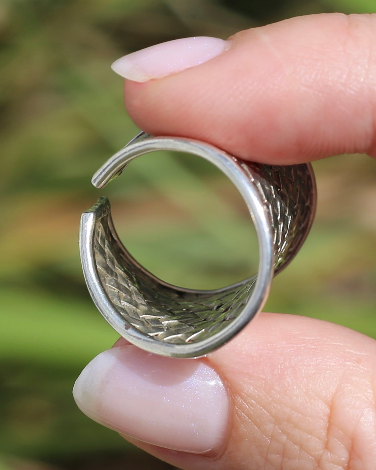 Woven Silver Cuff Ring, Sterling Silver, currently fits like a size P1/2 or Q - but easily sizeable, 8.2g