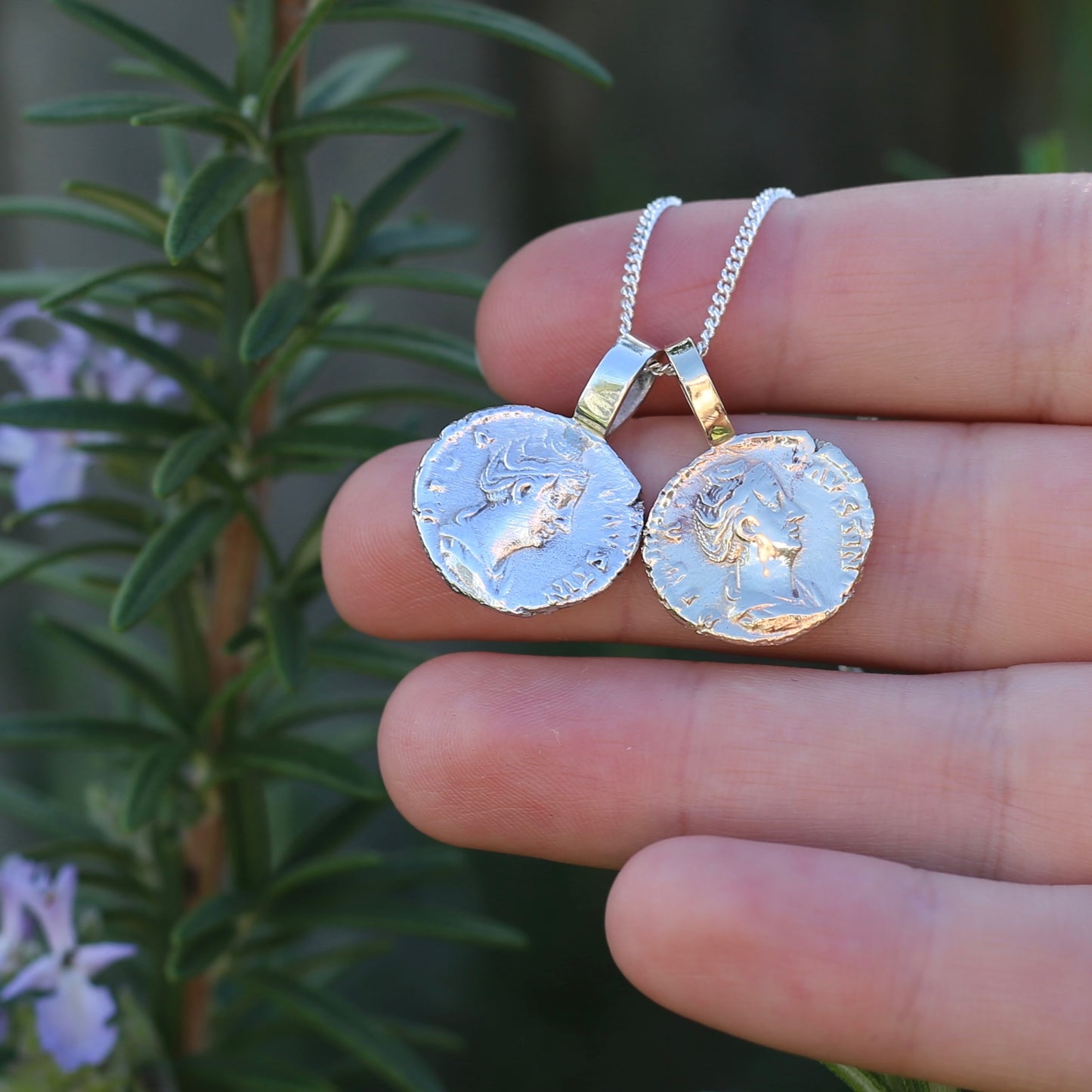 Faustina the Elder Coin Pendant,Cast From a 141-161AD Silver Denarius, avail in  Silver and Gold