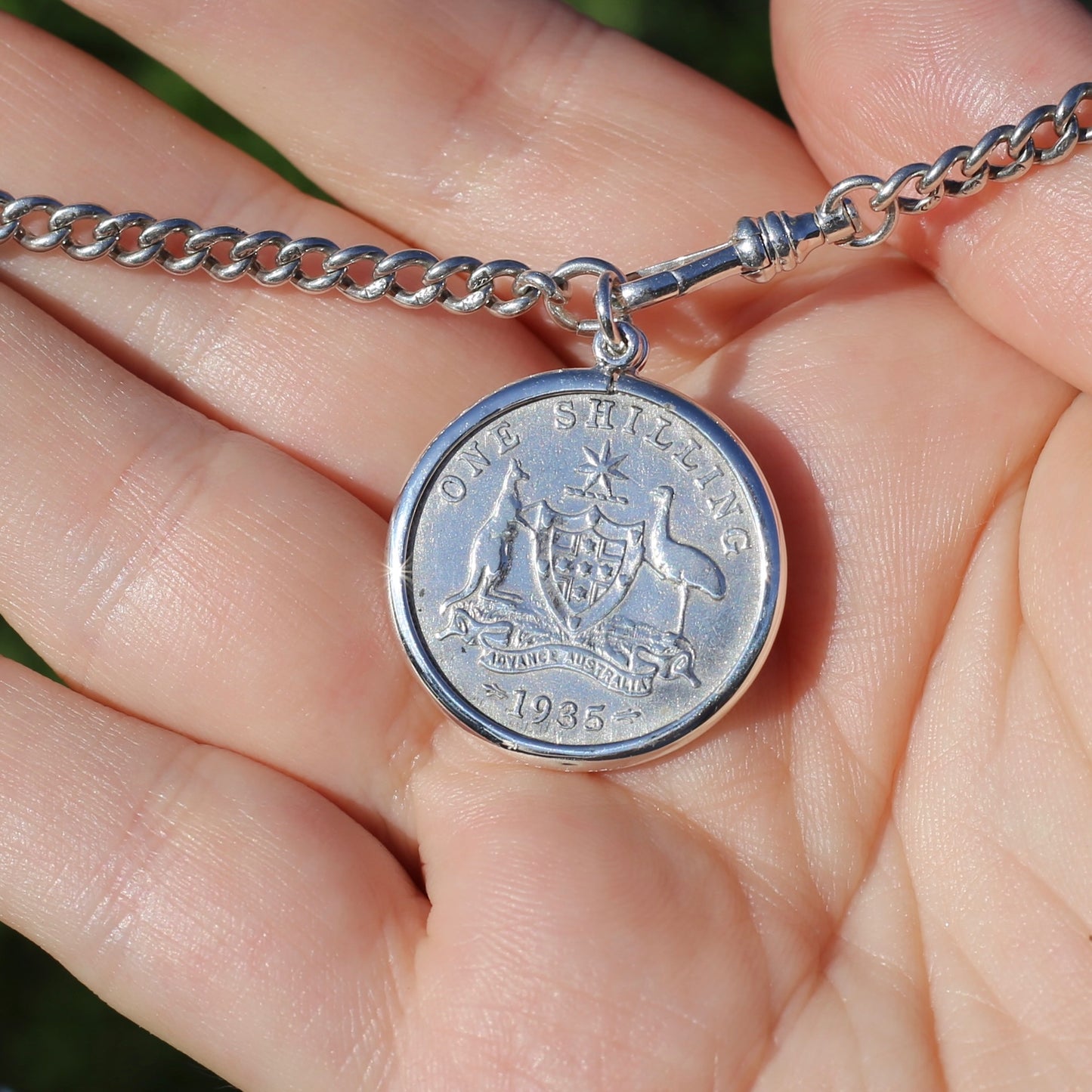 Australian Sterling Silver Shilling Pendants 1928 1931 and 1935, in Silver Bezel Frames, 6.6g