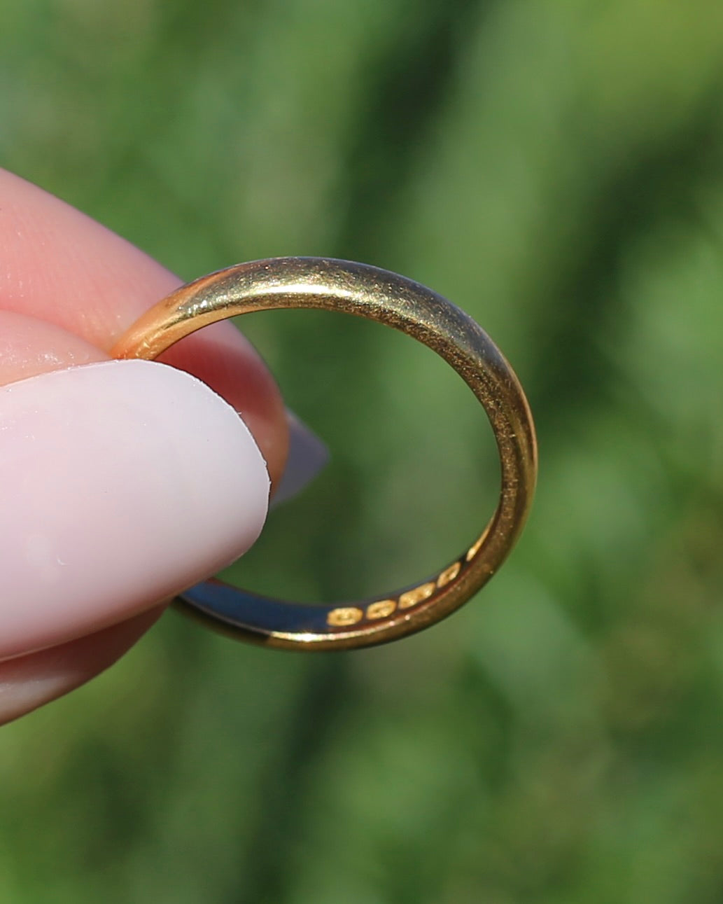 1928 Birmingham Made 22ct 3mm Wedder, 22ct Yellow Gold, size N1/2 or just over 6.75, 3.81g