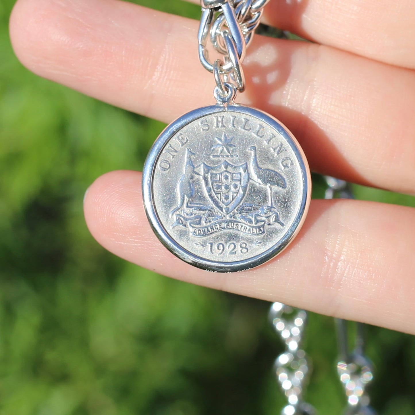 Australian Sterling Silver Shilling Pendants 1928 1931 and 1935, in Silver Bezel Frames, 6.6g