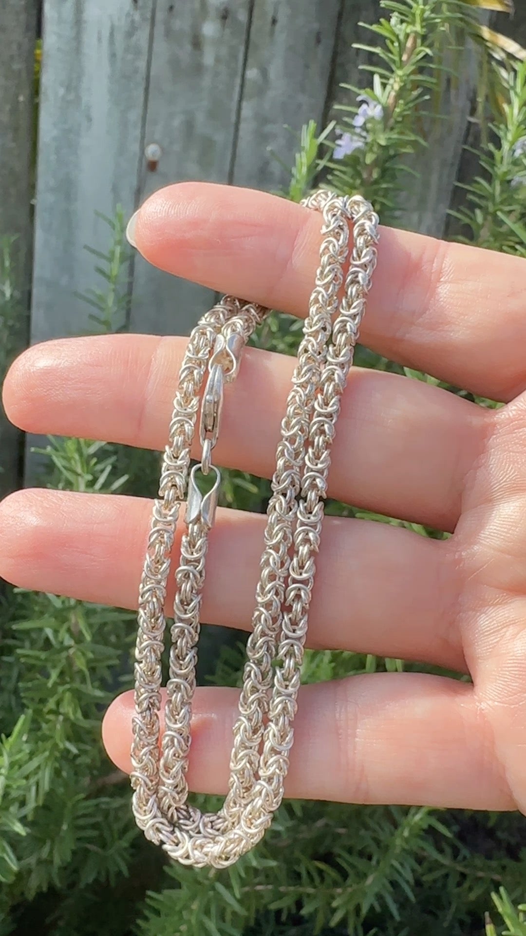 Sterling Silver Byzantine Chain Necklace, 45.5cm or 17.75 inches