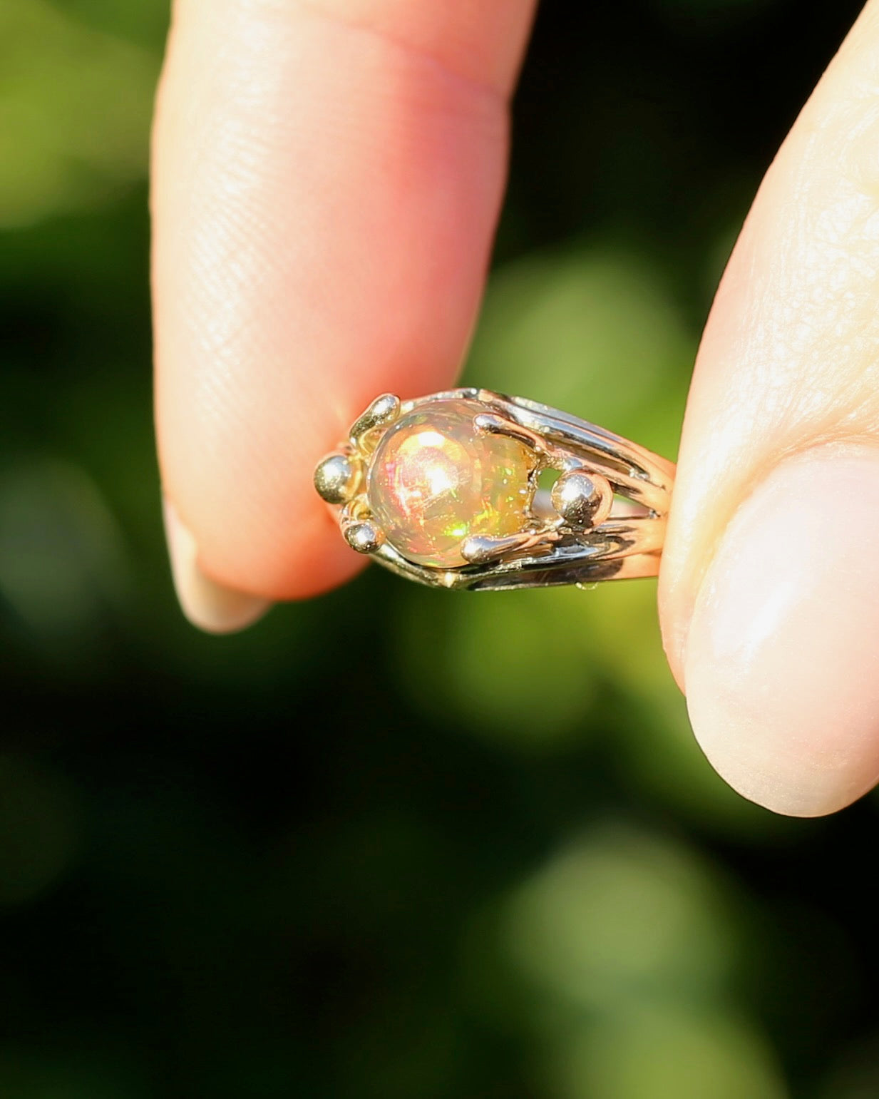 Mexican Opal Cabochon Ring, 14ct Yellow Gold, size 6 or L1/2