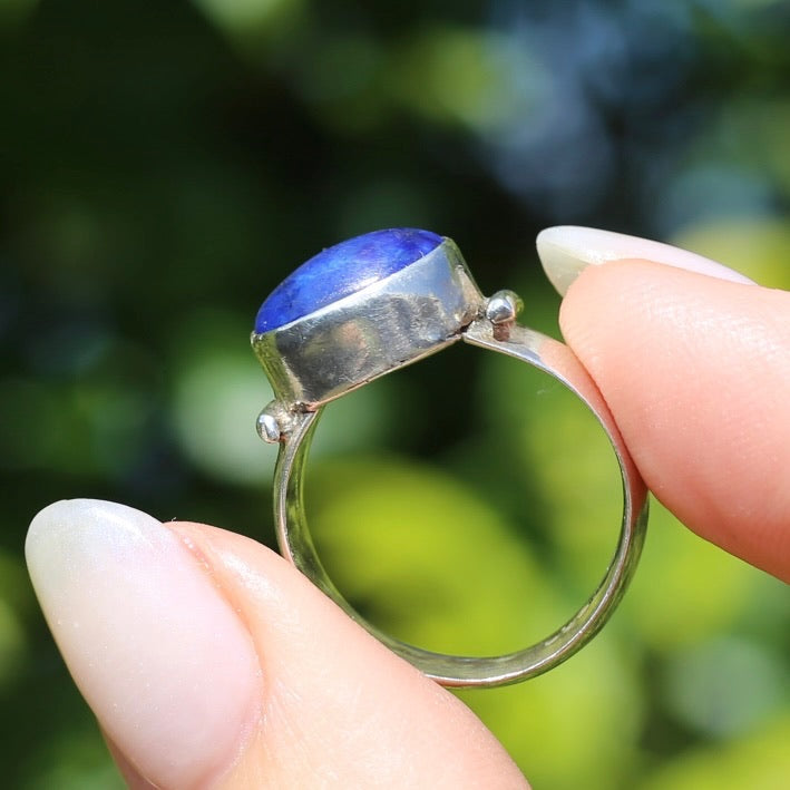 East West Set Oval Lapis Lazuli, Sterling Silver, size P or 7.5 (fits about a size smaller)