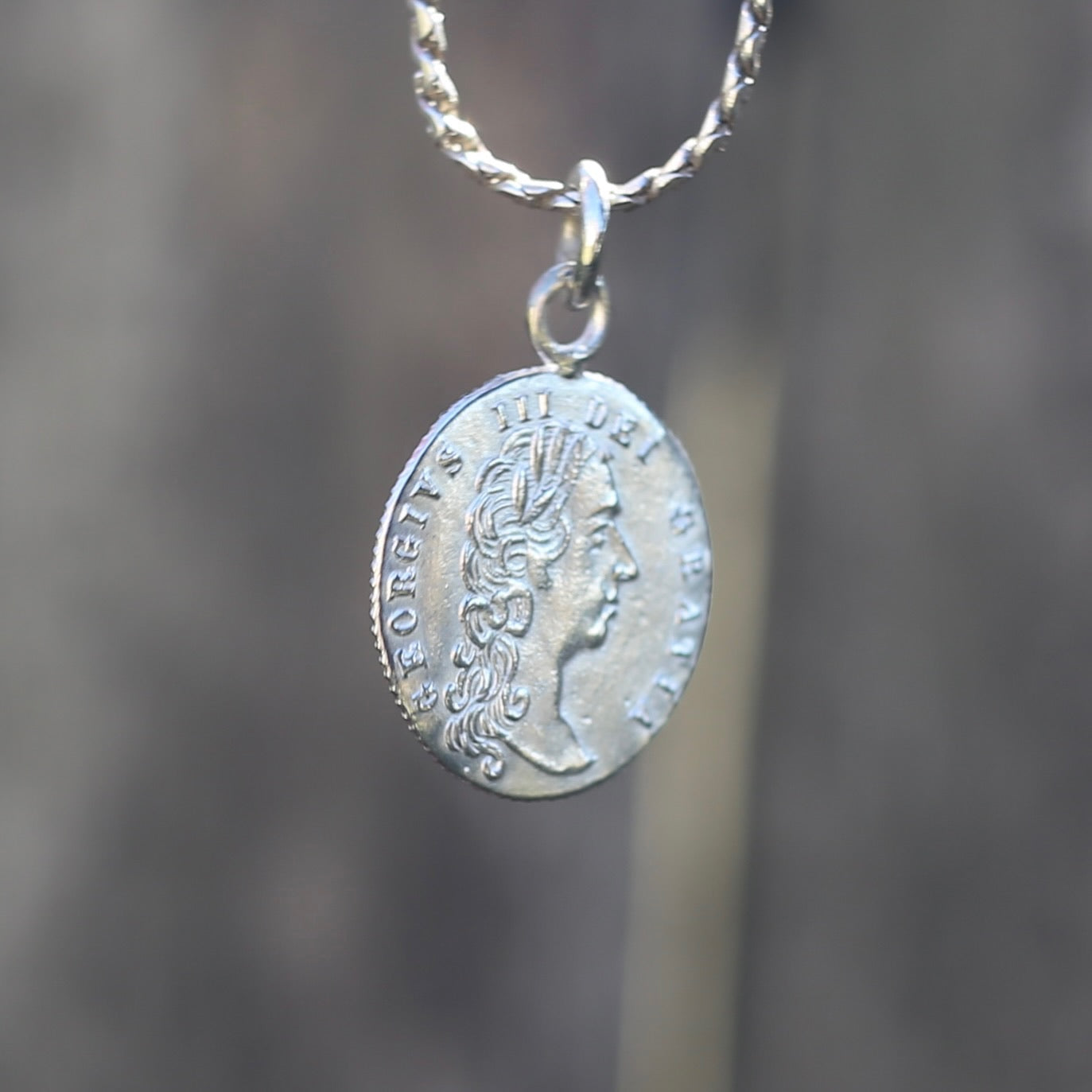 In Memory of the Good Old Days 1788 Gambling Token Pendant - King George III Reverse, Silver and 9ct Gold