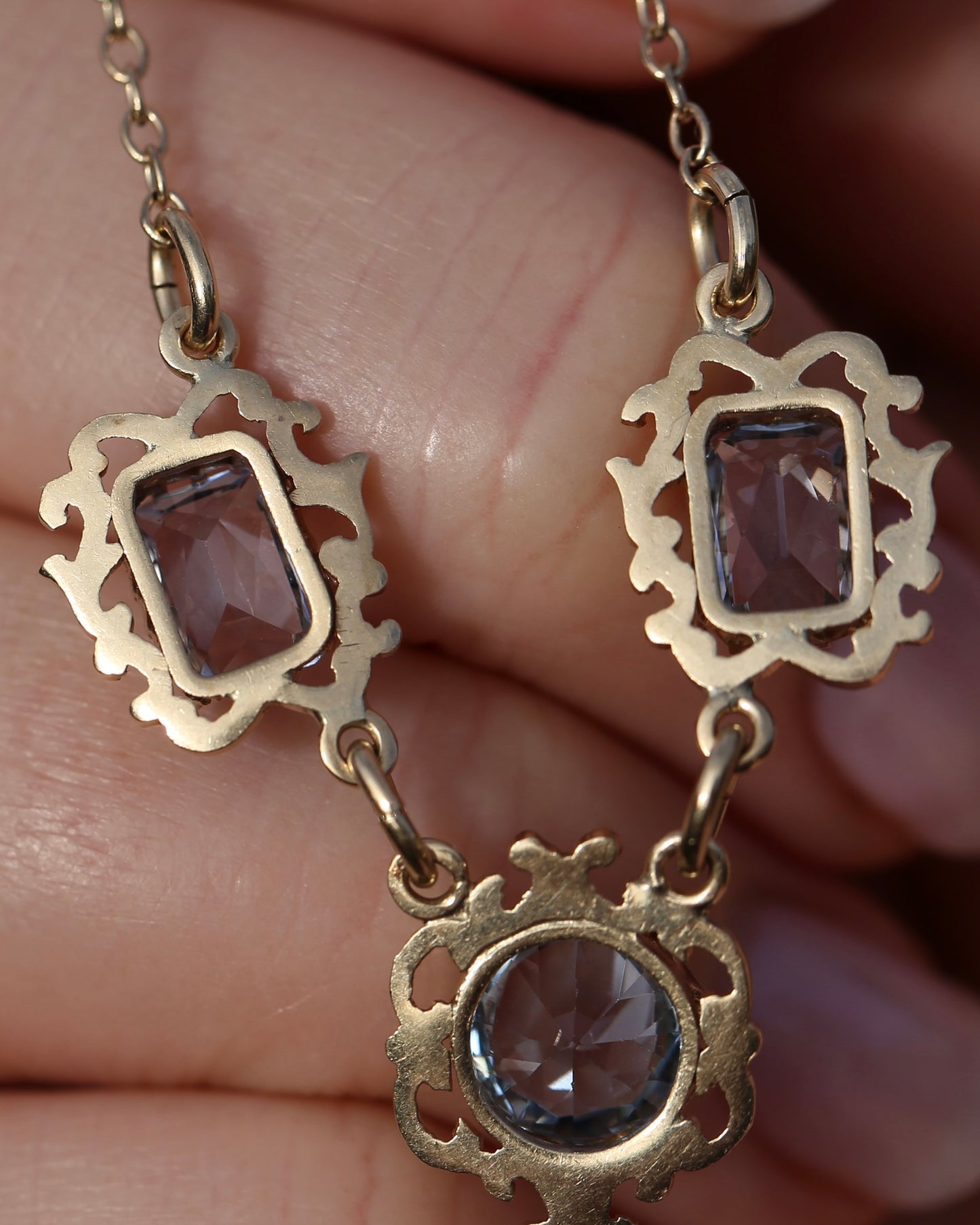 Vinitique Blue Spinel Necklace, 9ct Yellow and Old Rosey Gold, 42cm or 16.5 inches, 9.56g