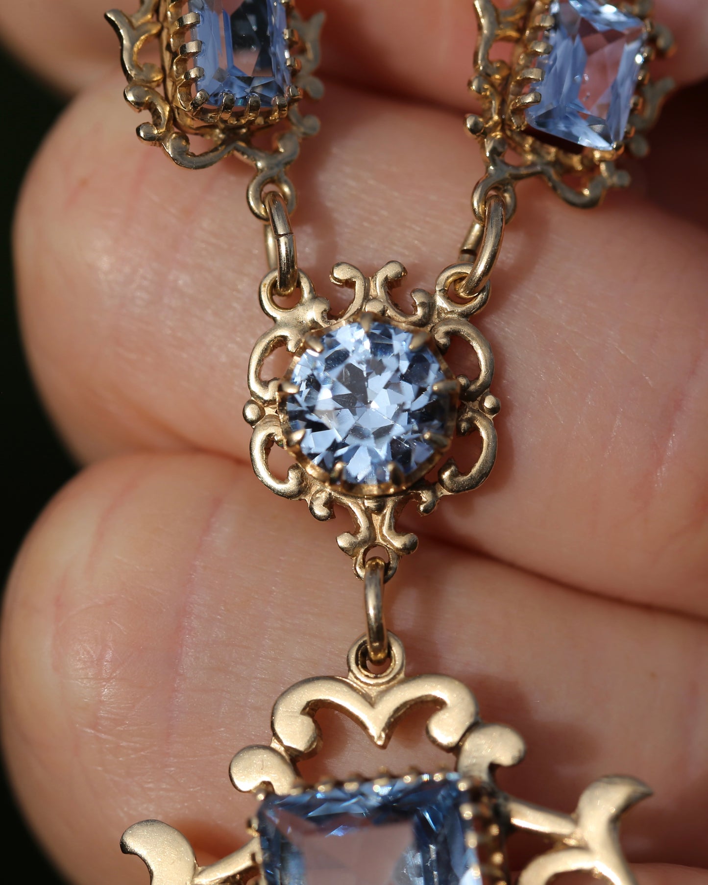 Vinitique Blue Spinel Necklace, 9ct Yellow and Old Rosey Gold, 42cm or 16.5 inches, 9.56g