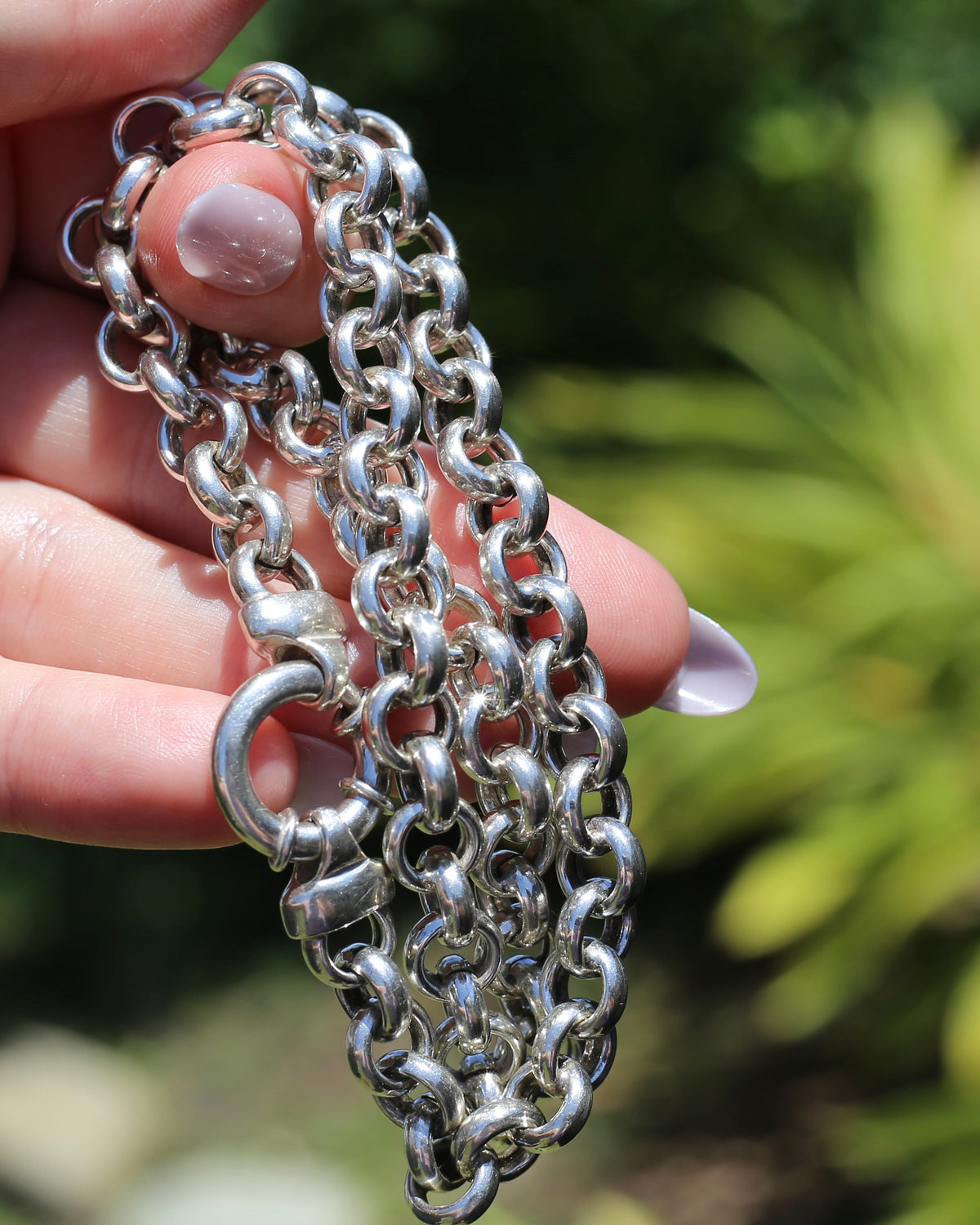 Fabulous Italian Made Semi Hollow Silver Cable Chain with Large Bolt Clasp, 40.4g, 45.75cm or 18 inches
