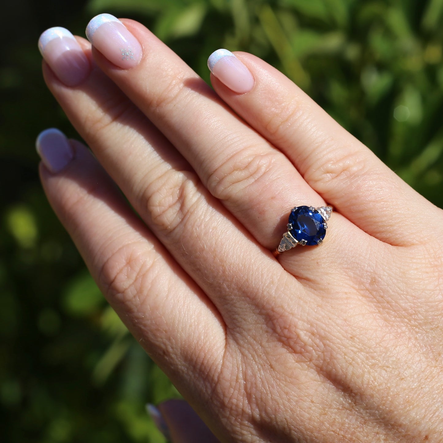 Early Australian Wendts Blue Spinel Ring, 18ct Gold & Platinum, size N or just smaller than 6.75