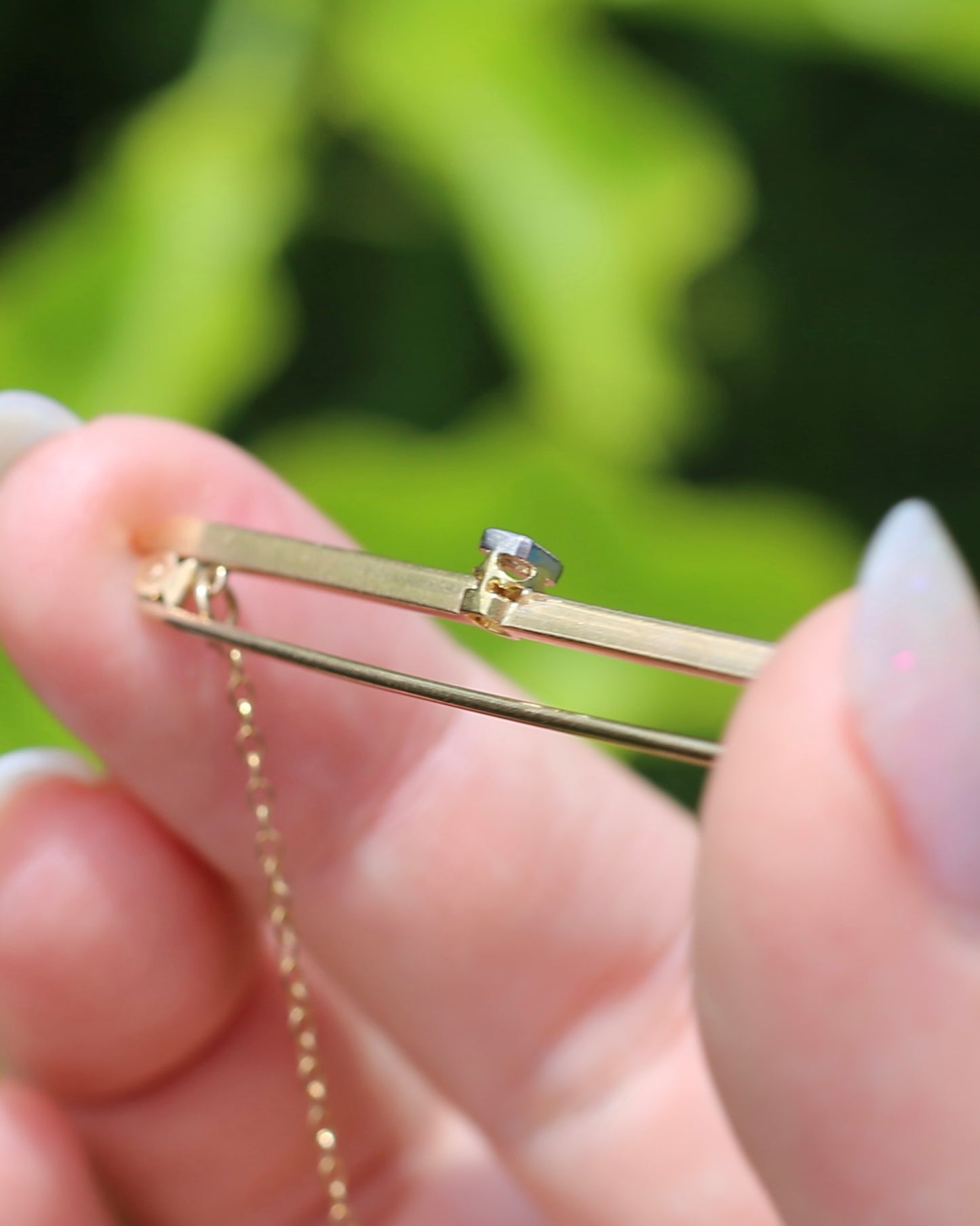 Antique 15ct Knife Edge Brooch with Old Cut Diamond, 15ct Old Gold with Platinum Top Setting, 2.65g