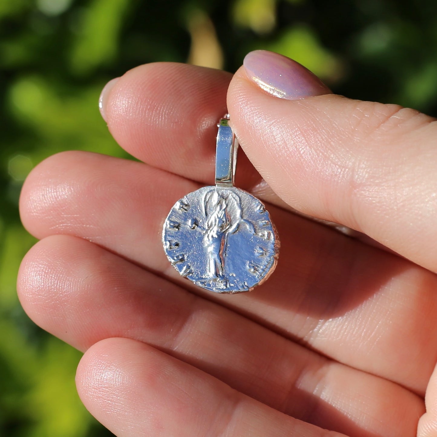 Eternity Pendant - Roman Goddess Aeternitas or Providentia, Cast From a 141-161AD Silver Denarius, avail in  Silver and Gold