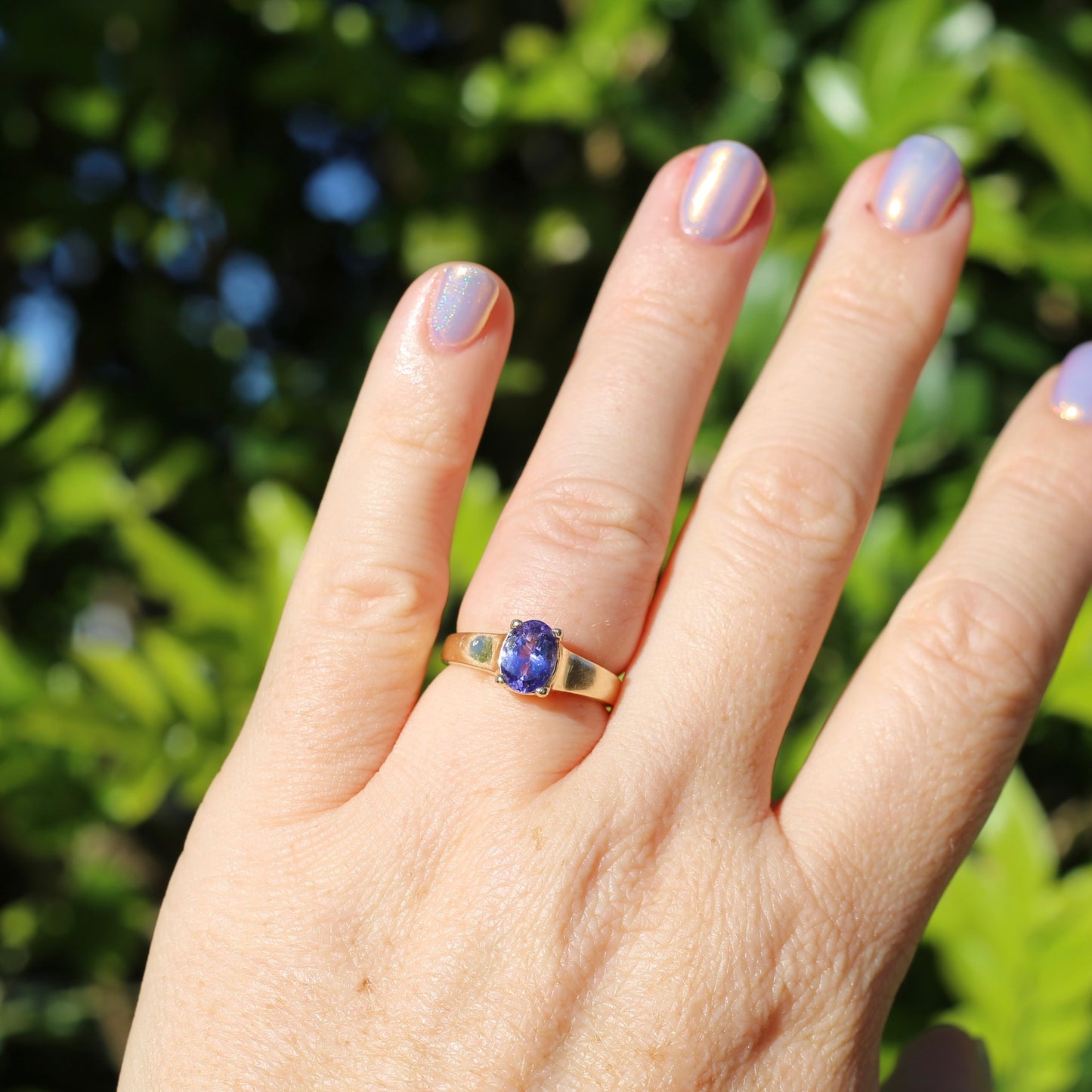 1.25ct Oval Tanzanite Ring, 14ct Yellow Gold, size N or just over 6.5