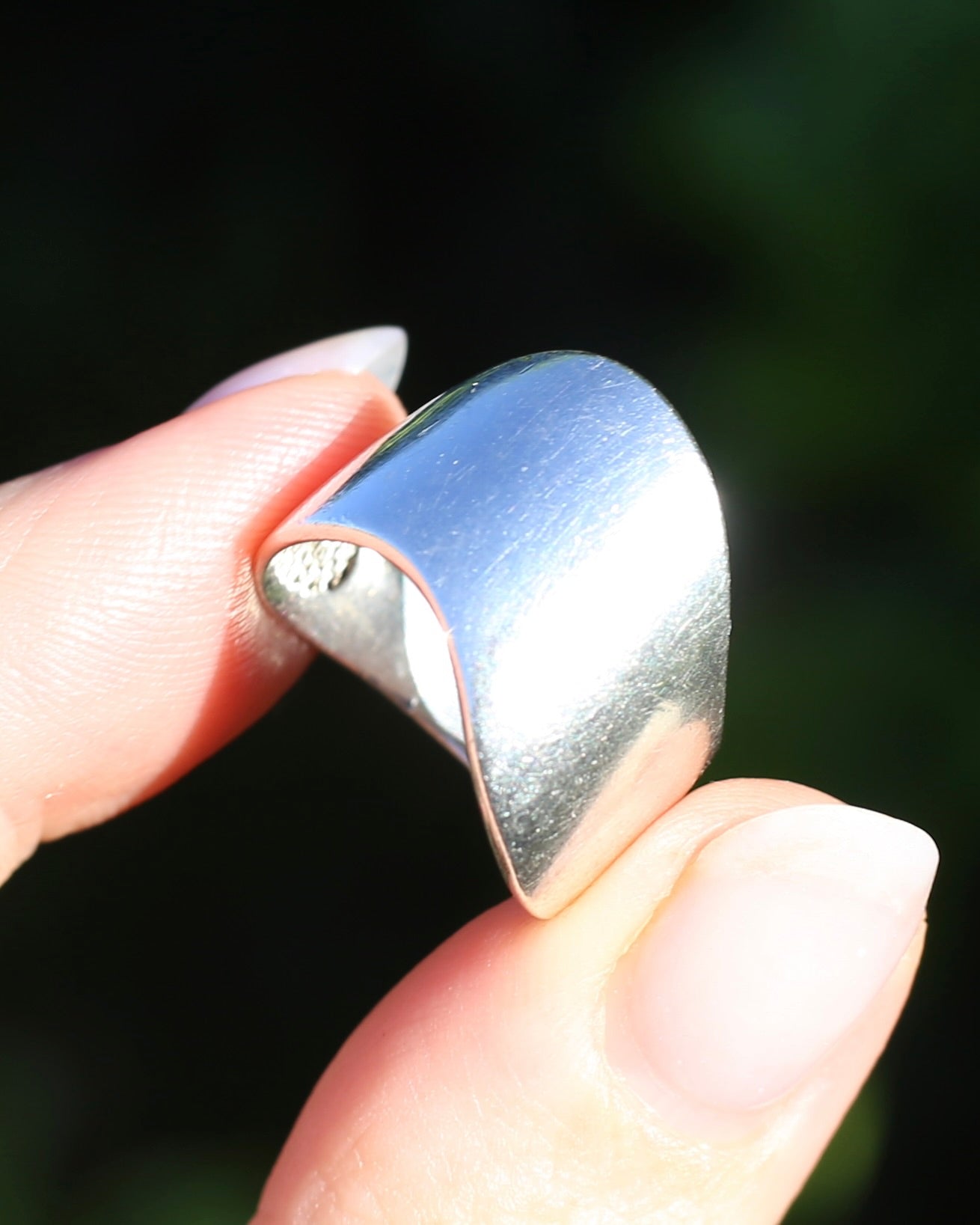 Wide Wave Shaped Silver Band, Sterling Silver, size Q1/2 or 8.5 (fits more like a P1/2 or Q), 7.2g