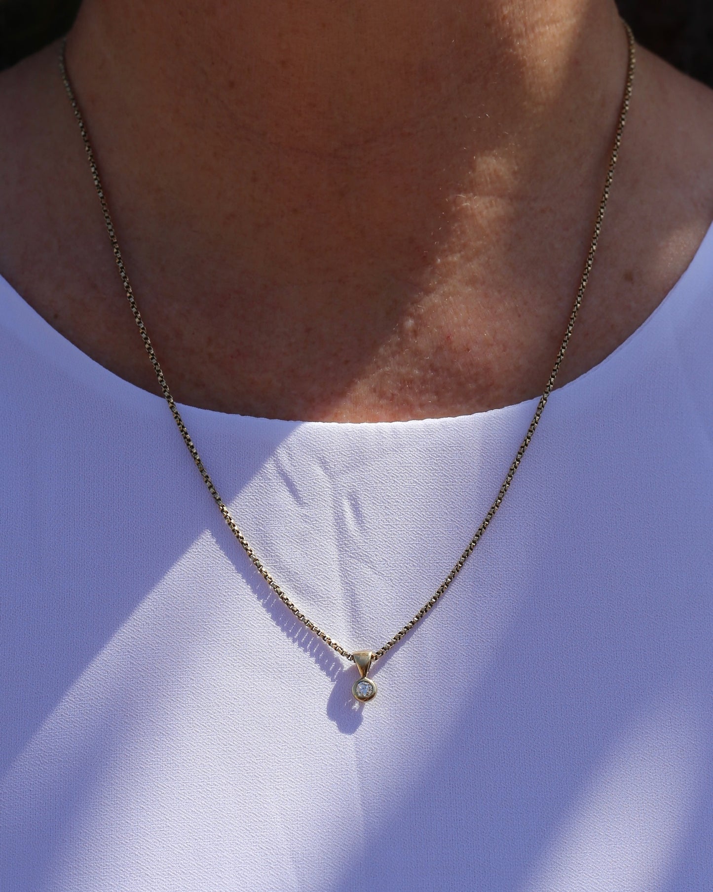 Vintage 0.2ct Natural Diamond Bezel Set Pendant, 9ct Yellow Gold, 0.45g