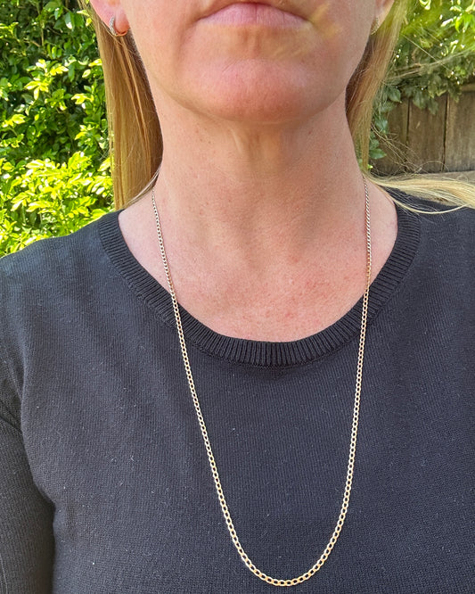 Italian Made Diamond Cut Curb Chain, 9ct Yellow Gold, 70cm or 27.5 inches, 5.35g