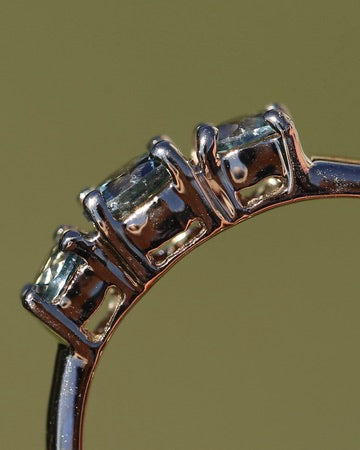 Natural Turquoise-Meets-Sage-Green Parti Trilogy, Claw Set 9ct Yellow Gold, size O1/2 or just over 7.25, 2.16g