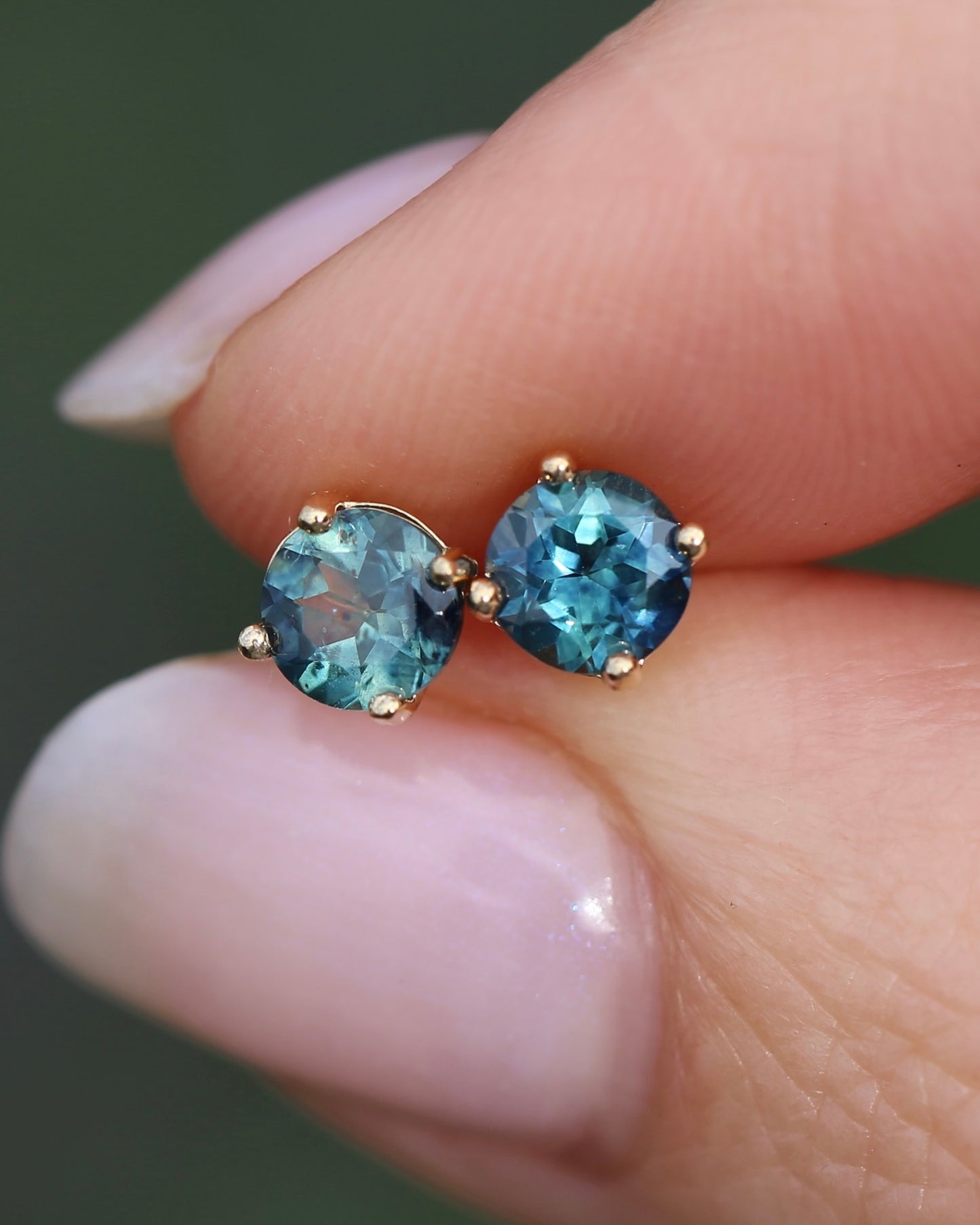 1.2ct Parti Sapphire Studs, 9ct Yellow Gold, 0.76g